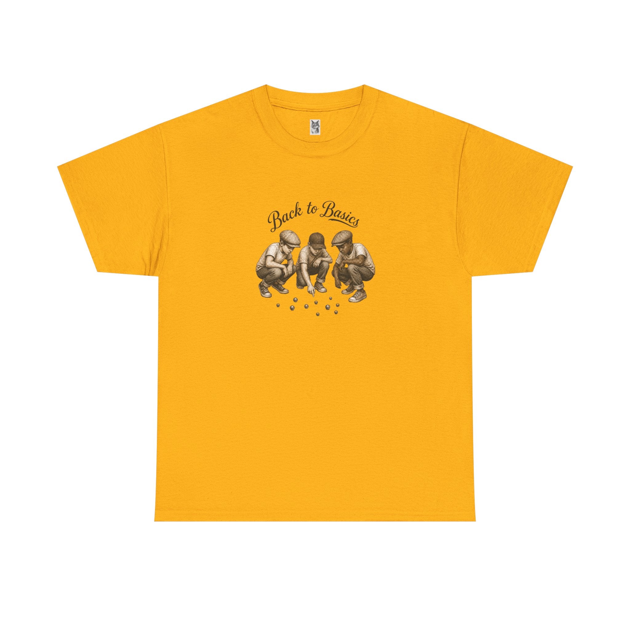 T-Shirt — "Back to Basics" Vintage Monkeys Playing Marbles Graphic Tee