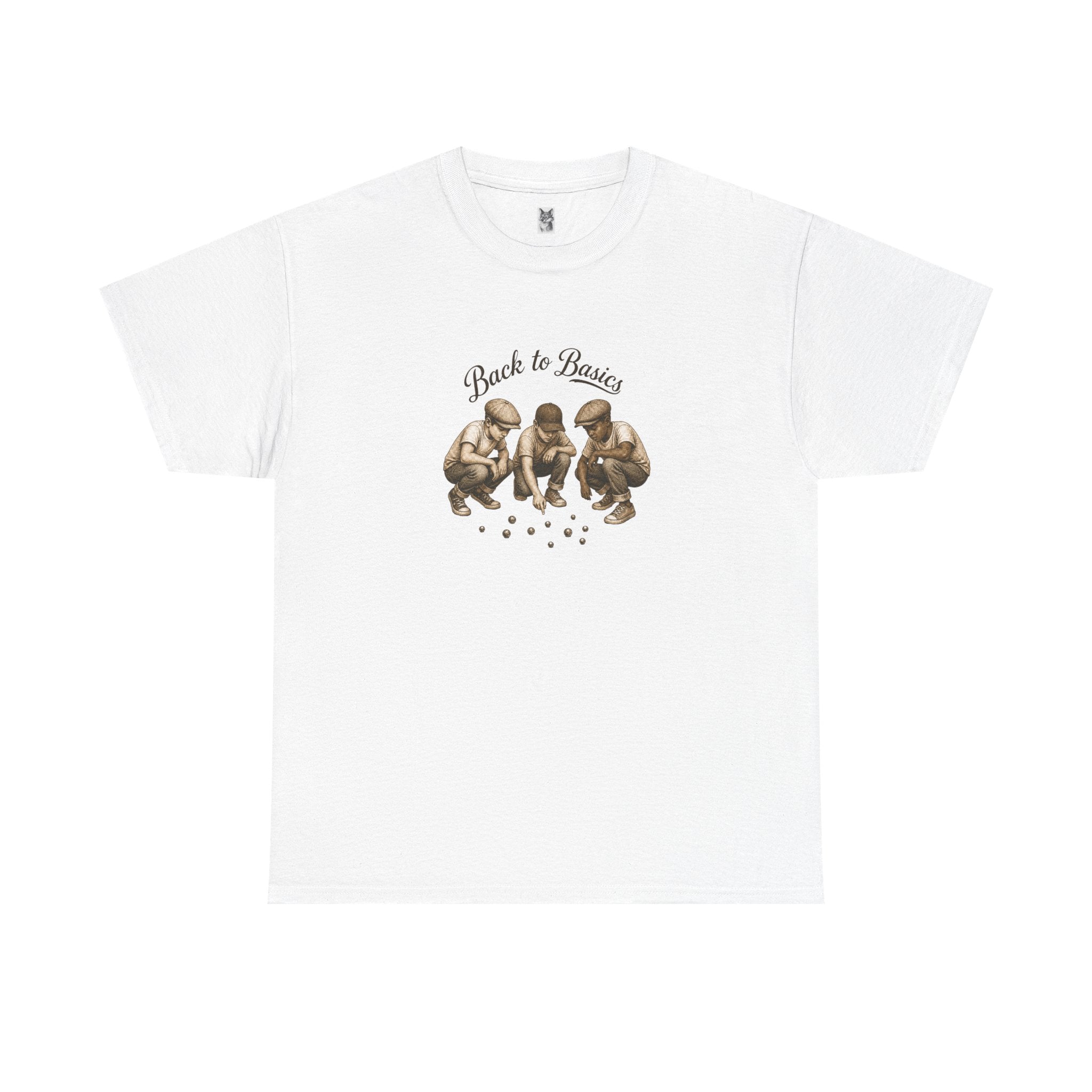 T-Shirt — "Back to Basics" Vintage Monkeys Playing Marbles Graphic Tee