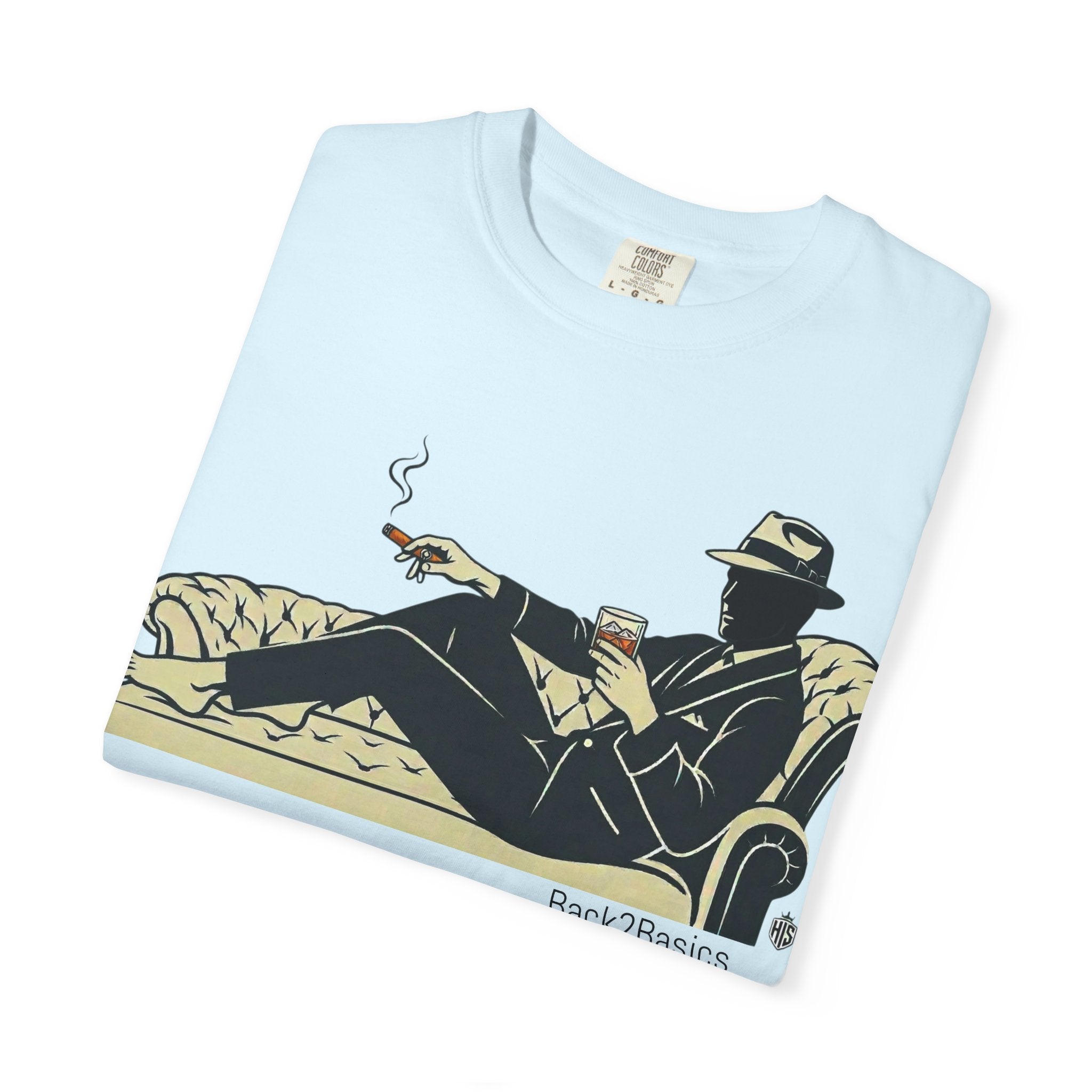 Vintage Noir Lounge T-Shirt — Relaxed Gentleman Illustration