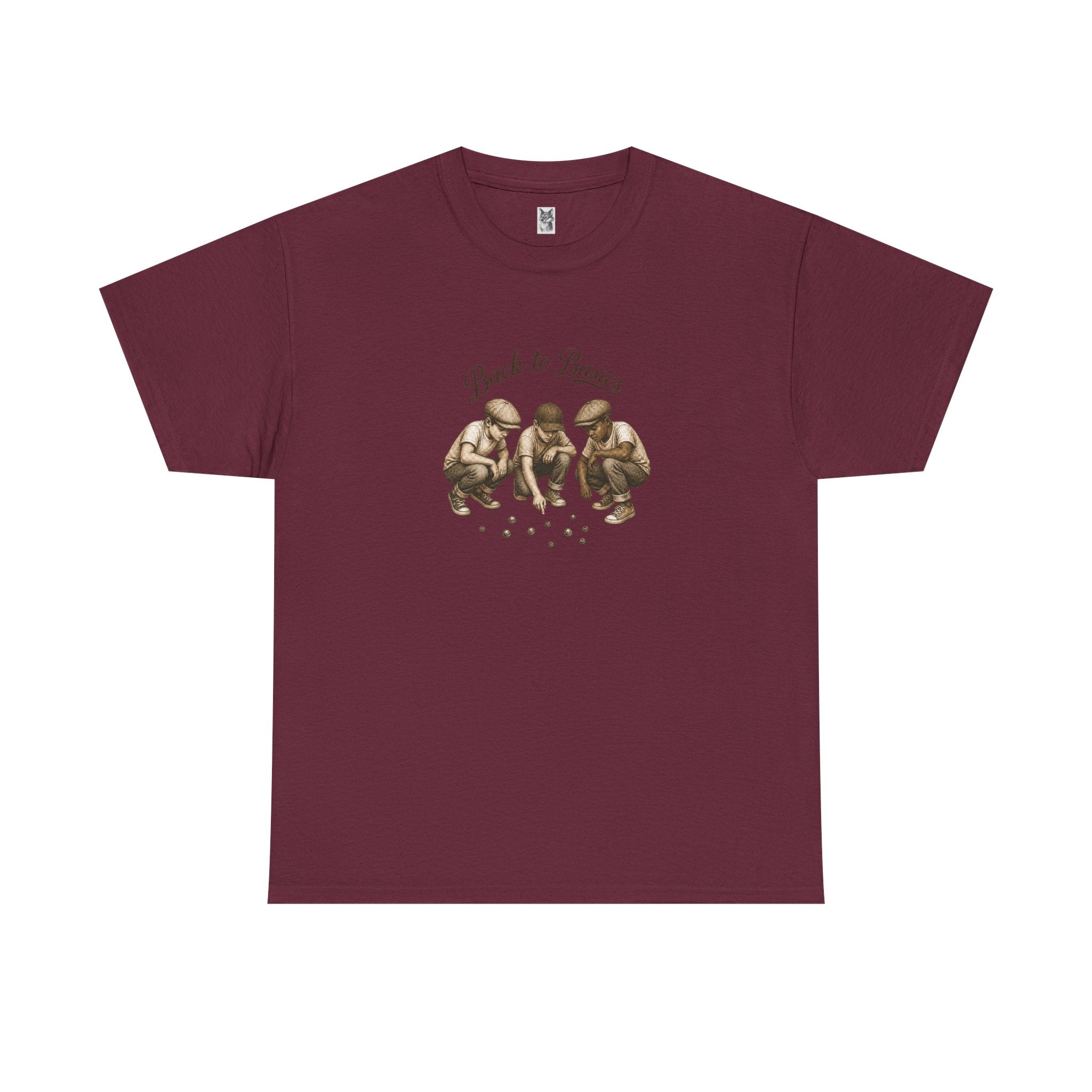 T-Shirt — "Back to Basics" Vintage Monkeys Playing Marbles Graphic Tee