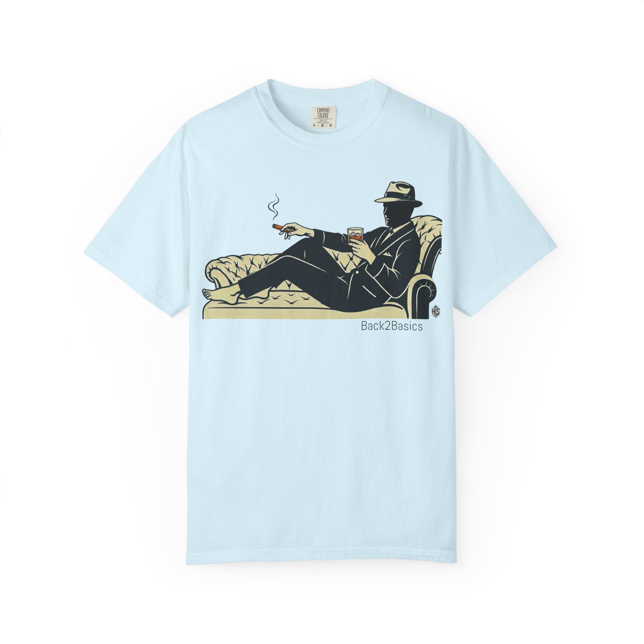 Vintage Noir Lounge T-Shirt — Relaxed Gentleman Illustration