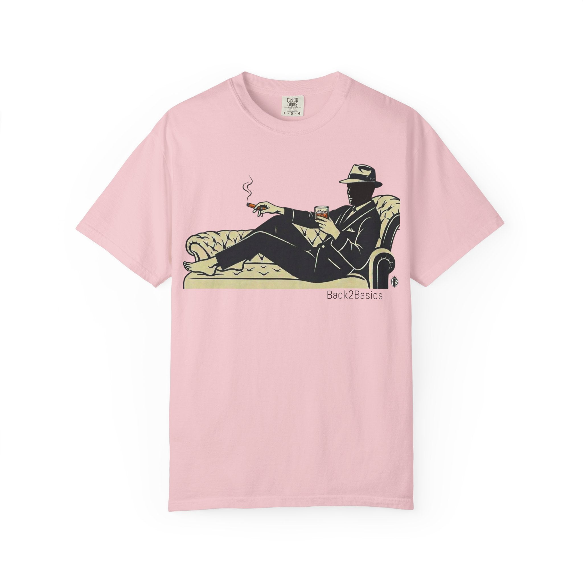 Vintage Noir Lounge T-Shirt — Relaxed Gentleman Illustration
