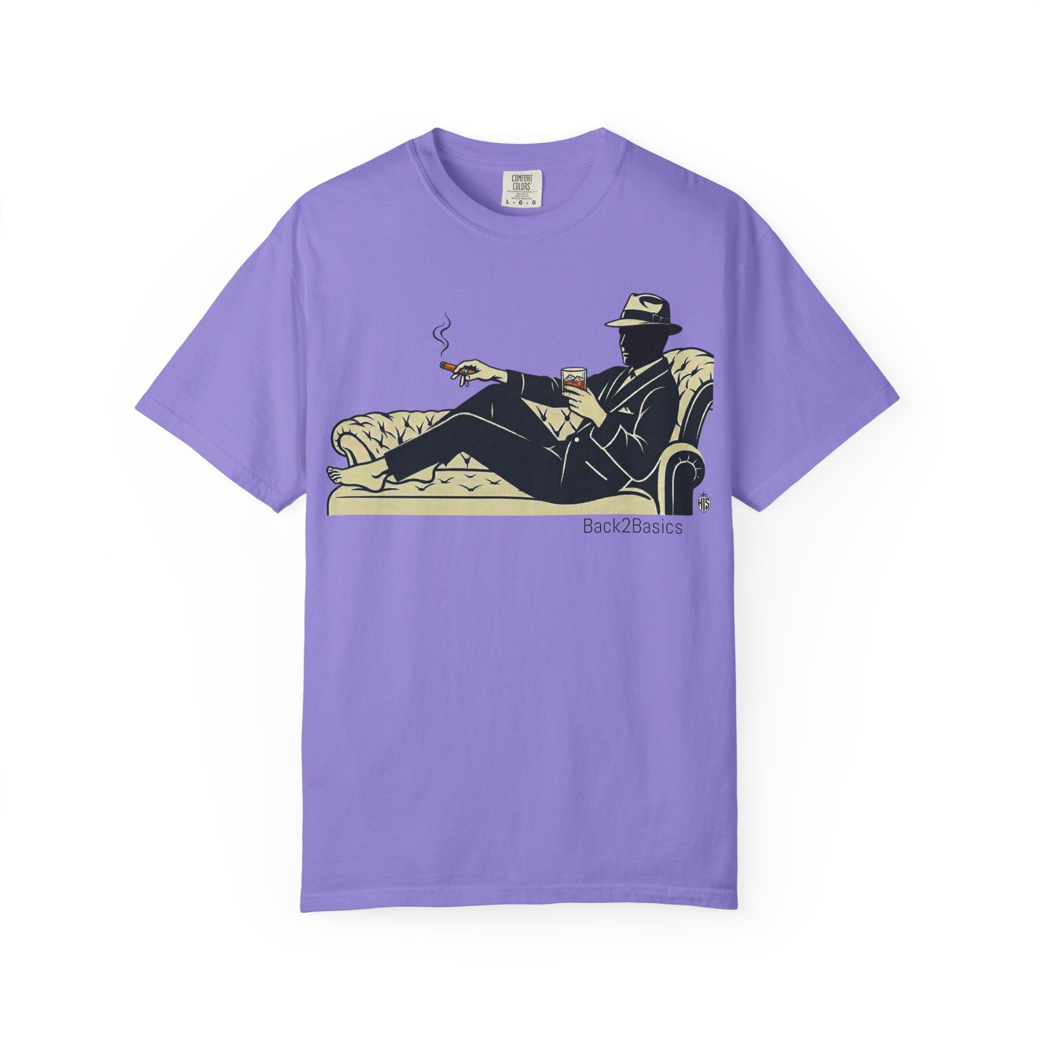 Vintage Noir Lounge T-Shirt — Relaxed Gentleman Illustration