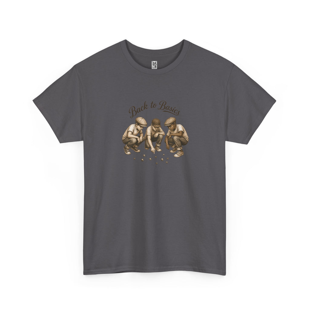 T-Shirt — "Back to Basics" Vintage Monkeys Playing Marbles Graphic Tee
