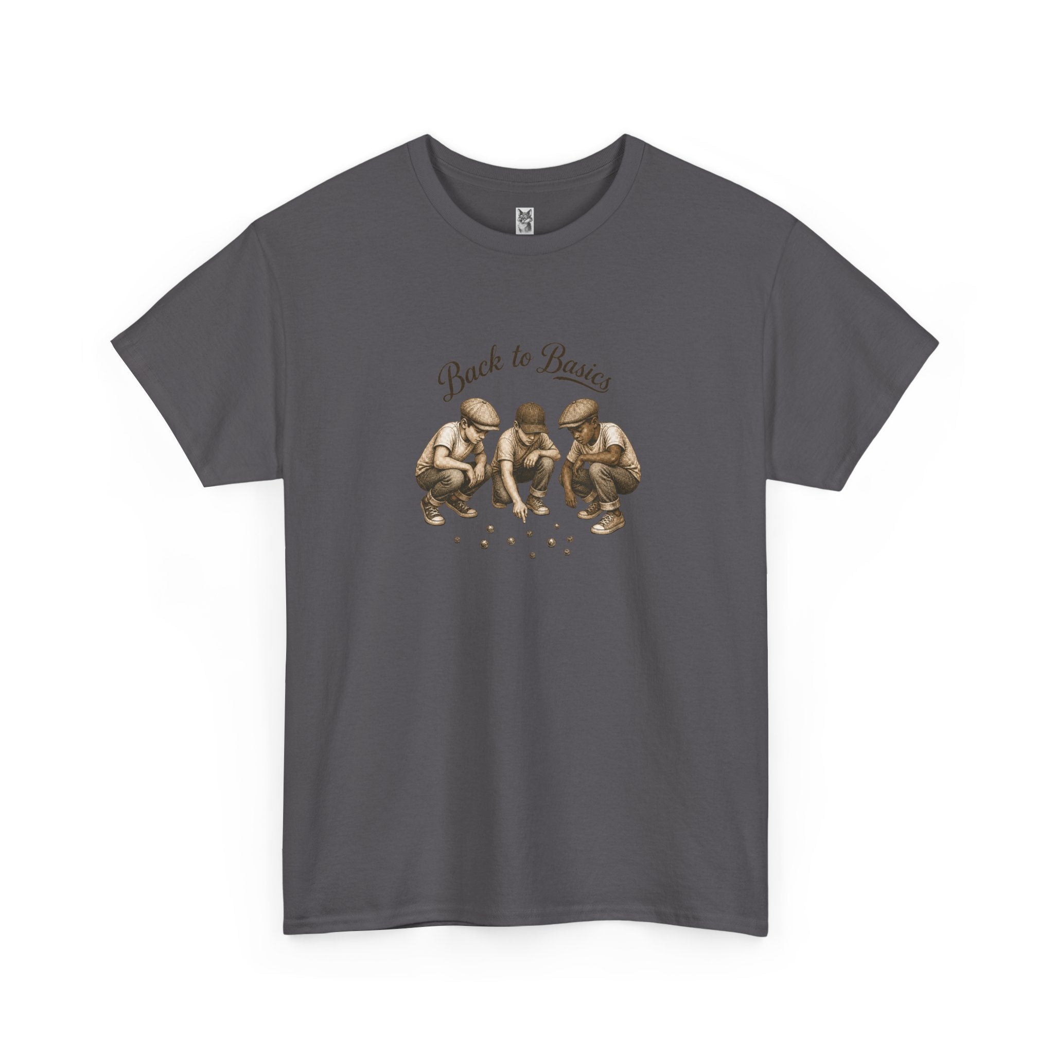 T-Shirt — "Back to Basics" Vintage Monkeys Playing Marbles Graphic Tee