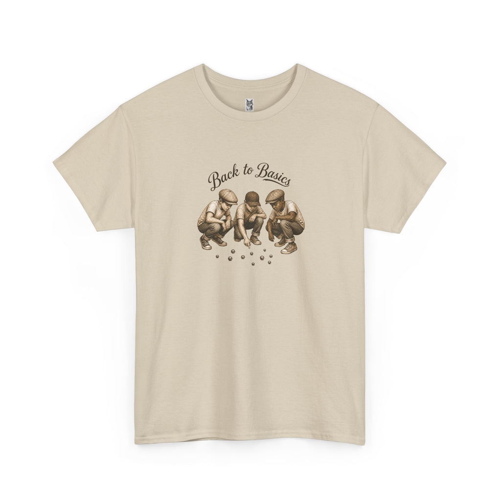 T-Shirt — "Back to Basics" Vintage Monkeys Playing Marbles Graphic Tee