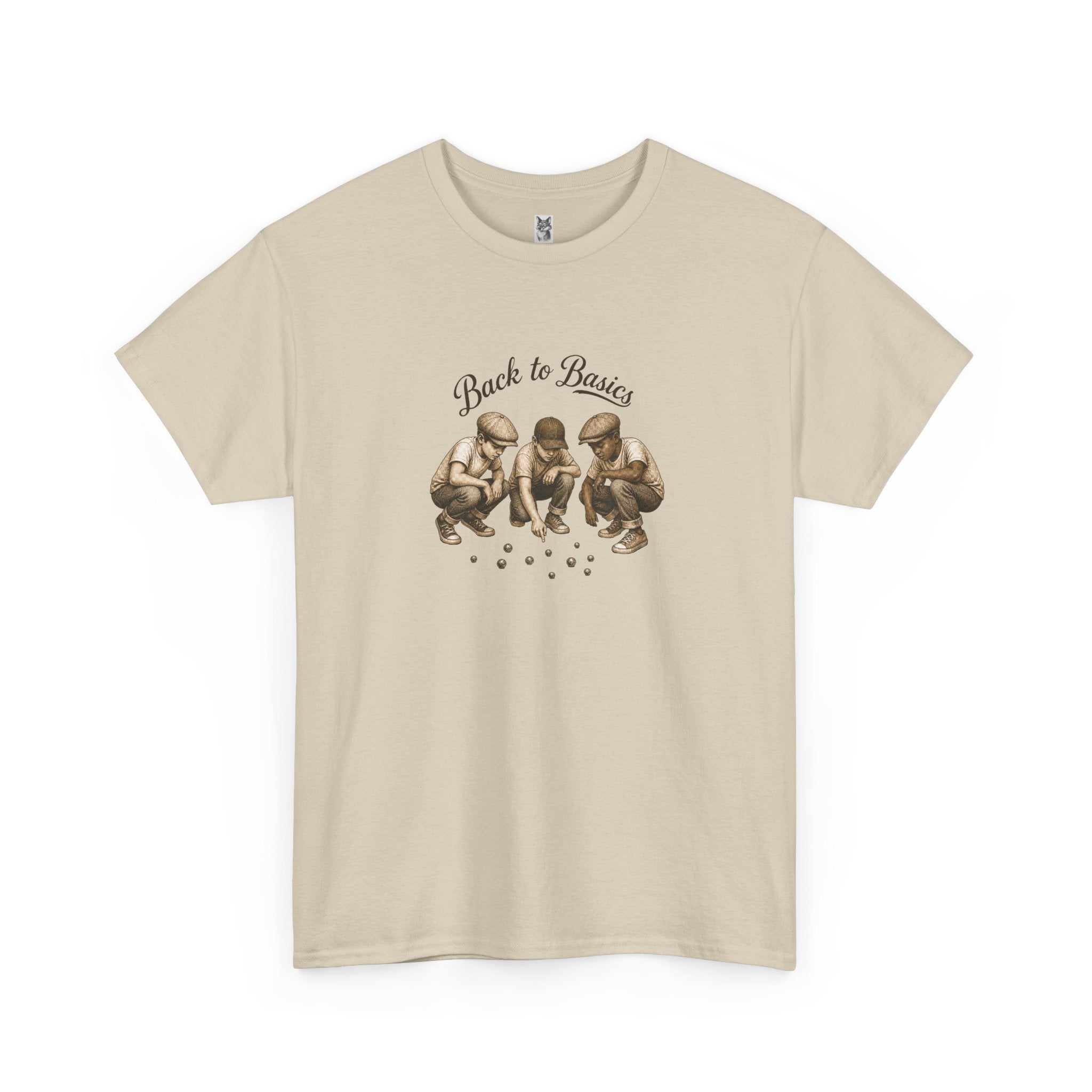 T-Shirt — "Back to Basics" Vintage Monkeys Playing Marbles Graphic Tee