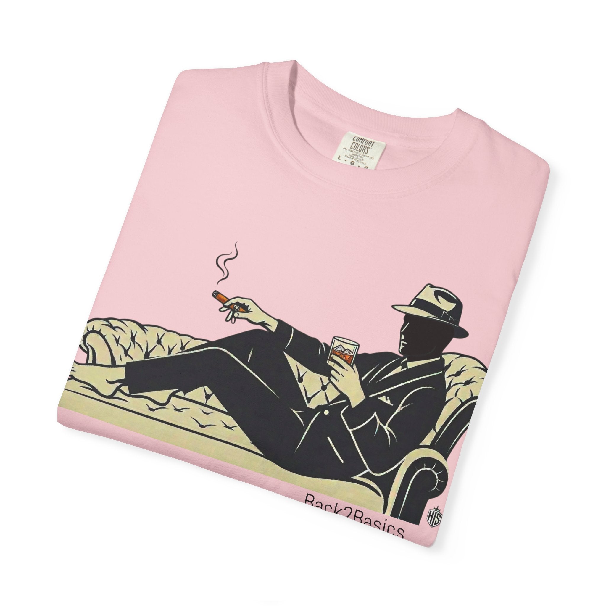 Vintage Noir Lounge T-Shirt — Relaxed Gentleman Illustration