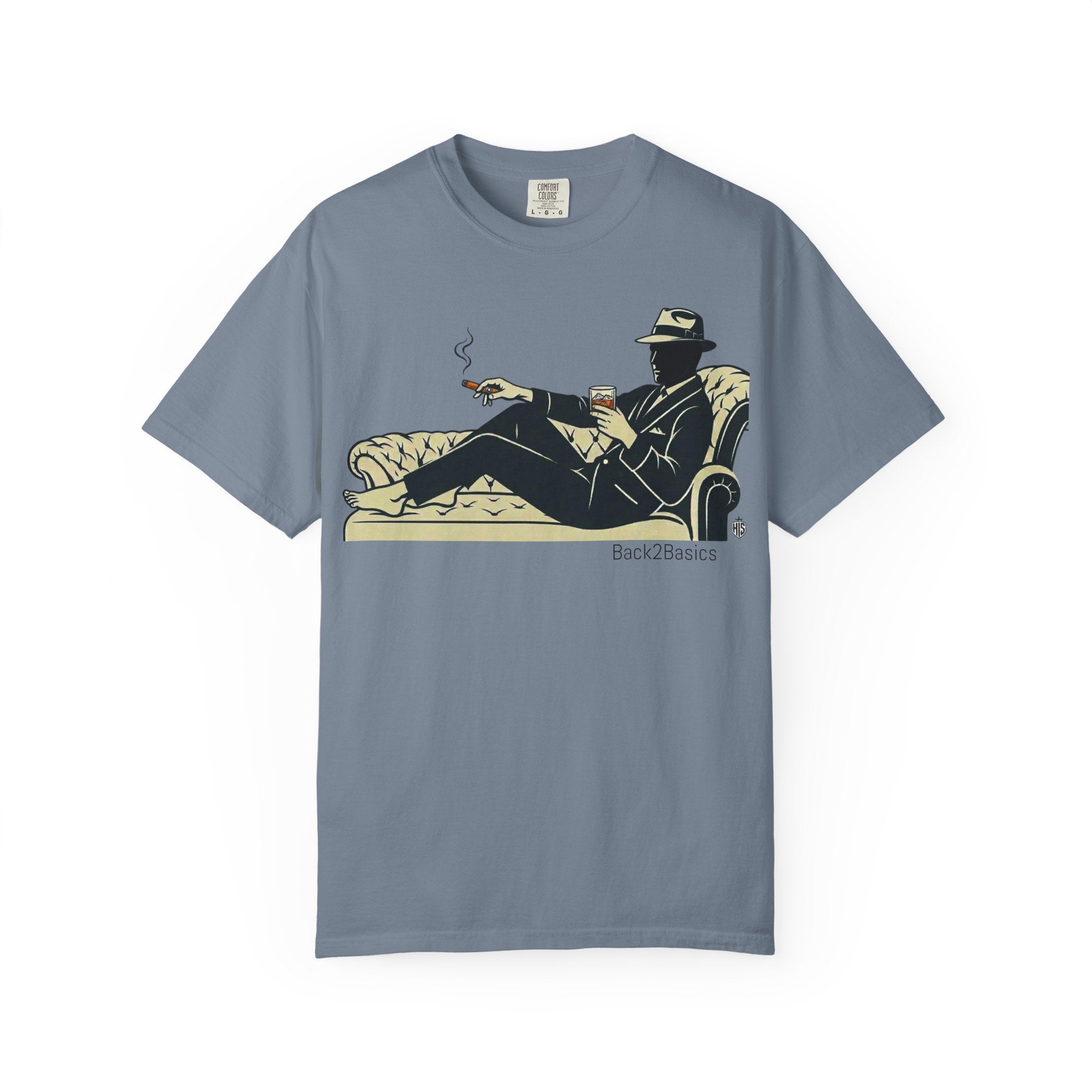 Vintage Noir Lounge T-Shirt — Relaxed Gentleman Illustration