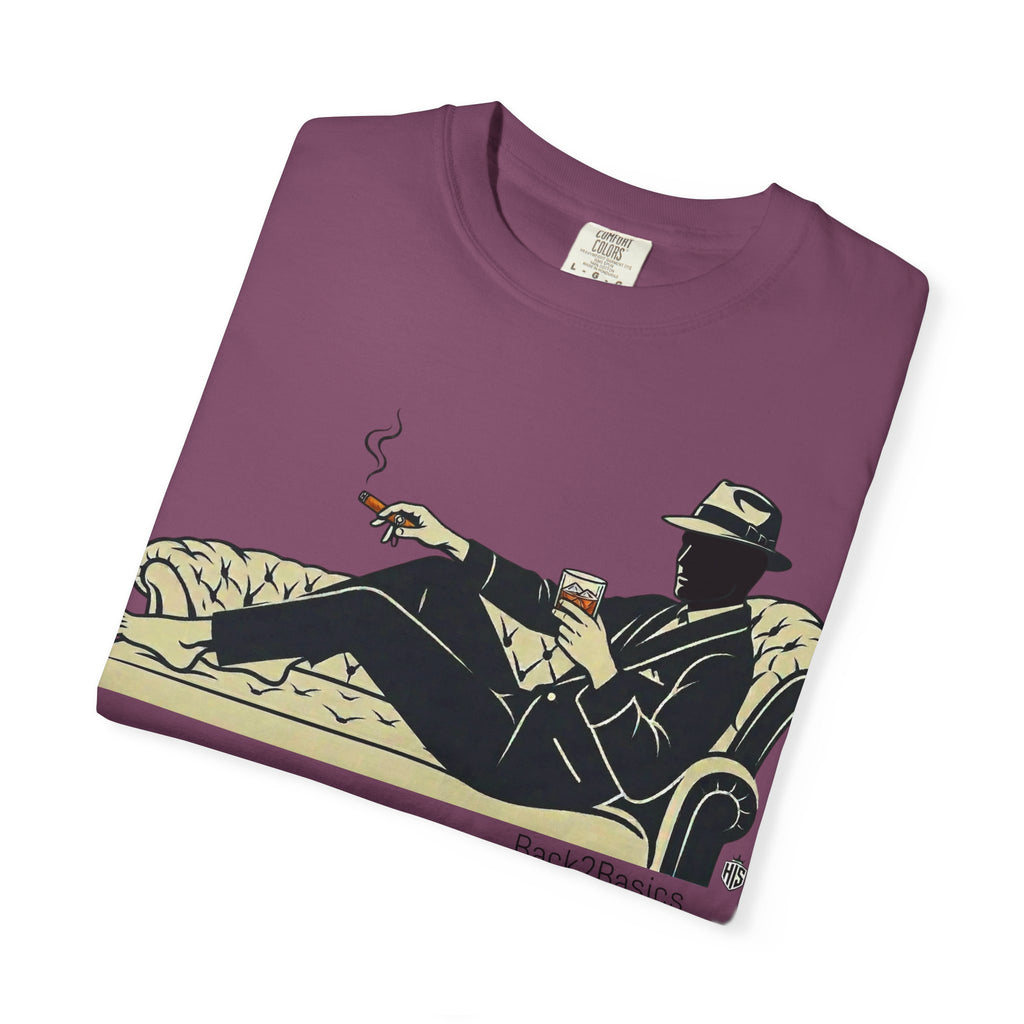 Vintage Noir Lounge T-Shirt — Relaxed Gentleman Illustration
