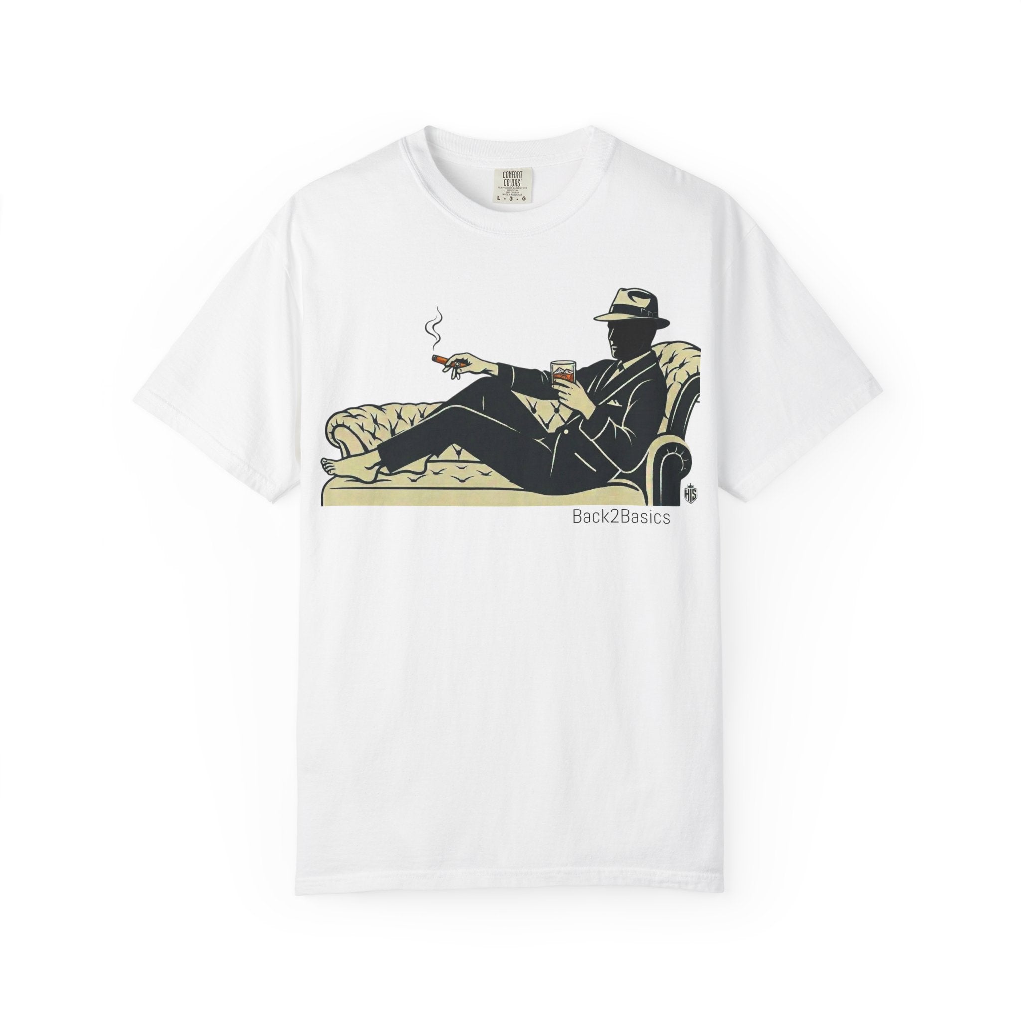 Vintage Noir Lounge T-Shirt — Relaxed Gentleman Illustration