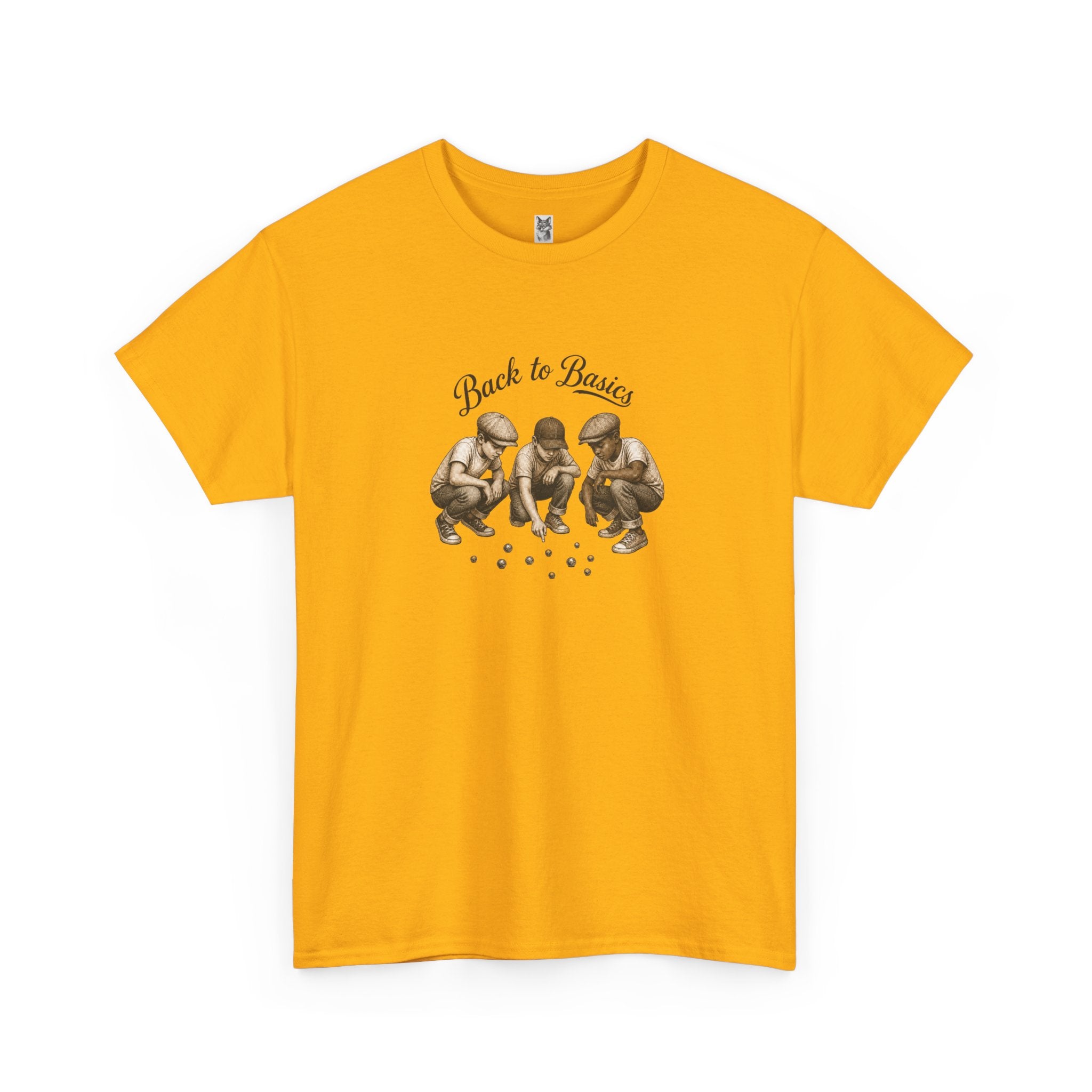T-Shirt — "Back to Basics" Vintage Monkeys Playing Marbles Graphic Tee