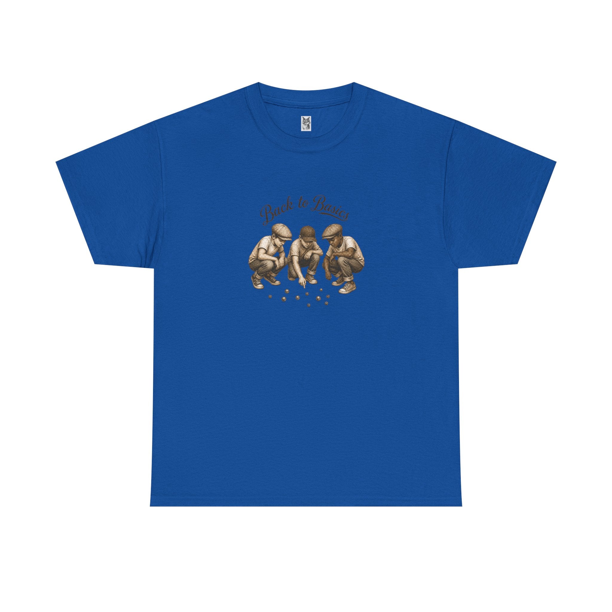 T-Shirt — "Back to Basics" Vintage Monkeys Playing Marbles Graphic Tee