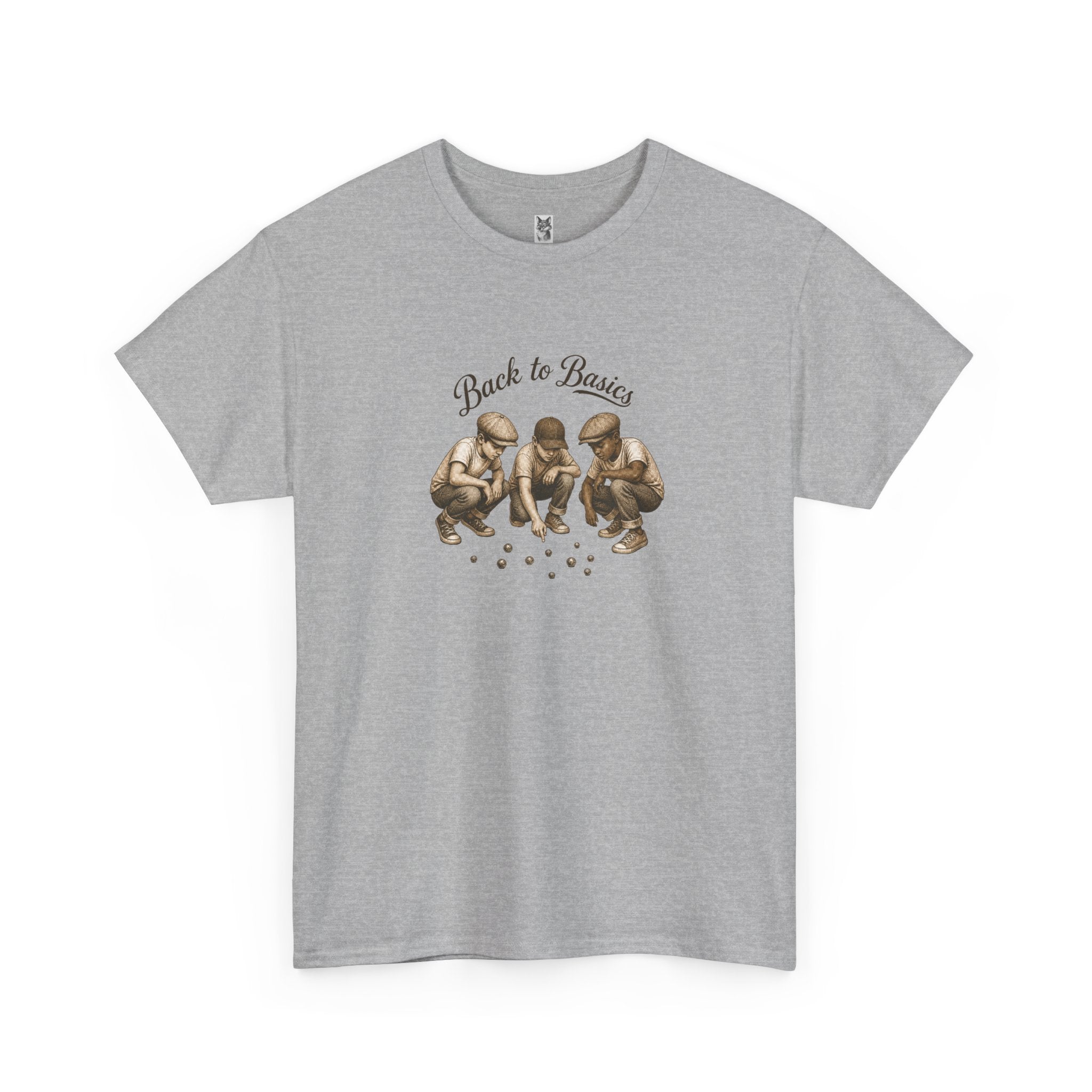 T-Shirt — "Back to Basics" Vintage Monkeys Playing Marbles Graphic Tee