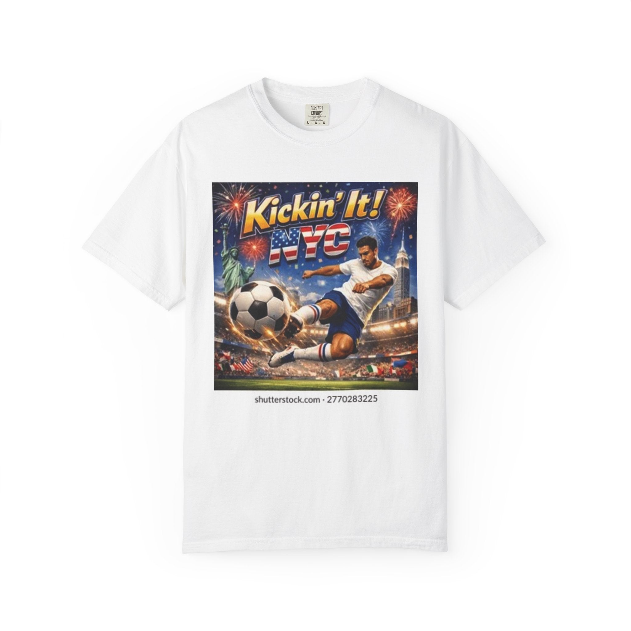 Soccer Graphic T-Shirt — "Kickin' It! NYC" Vintage Soccer Player Tee