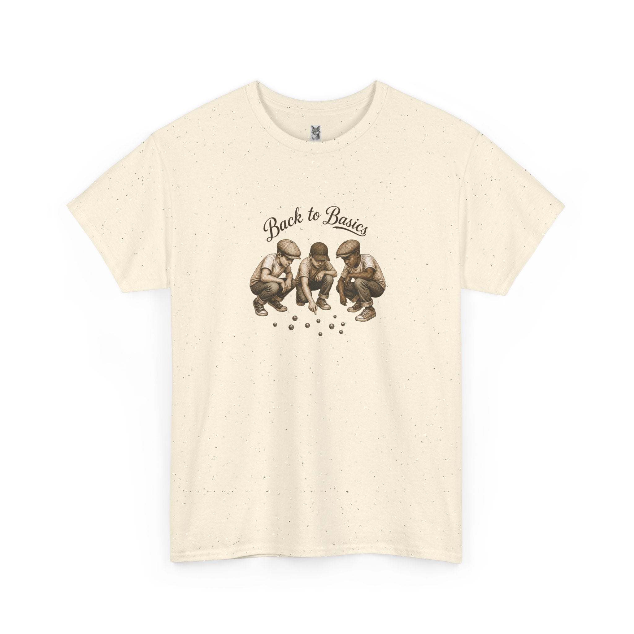 T-Shirt — "Back to Basics" Vintage Monkeys Playing Marbles Graphic Tee