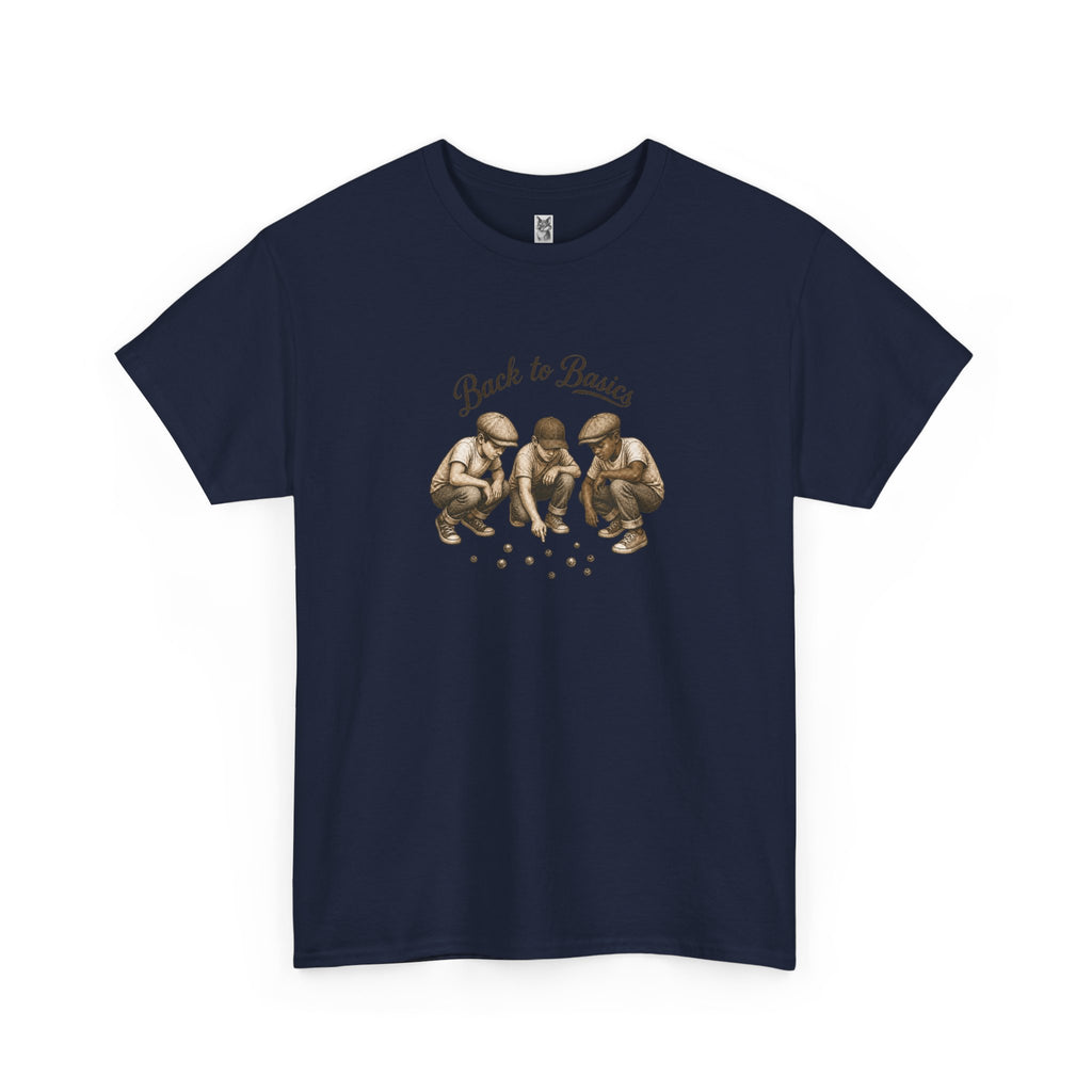 T-Shirt — "Back to Basics" Vintage Monkeys Playing Marbles Graphic Tee