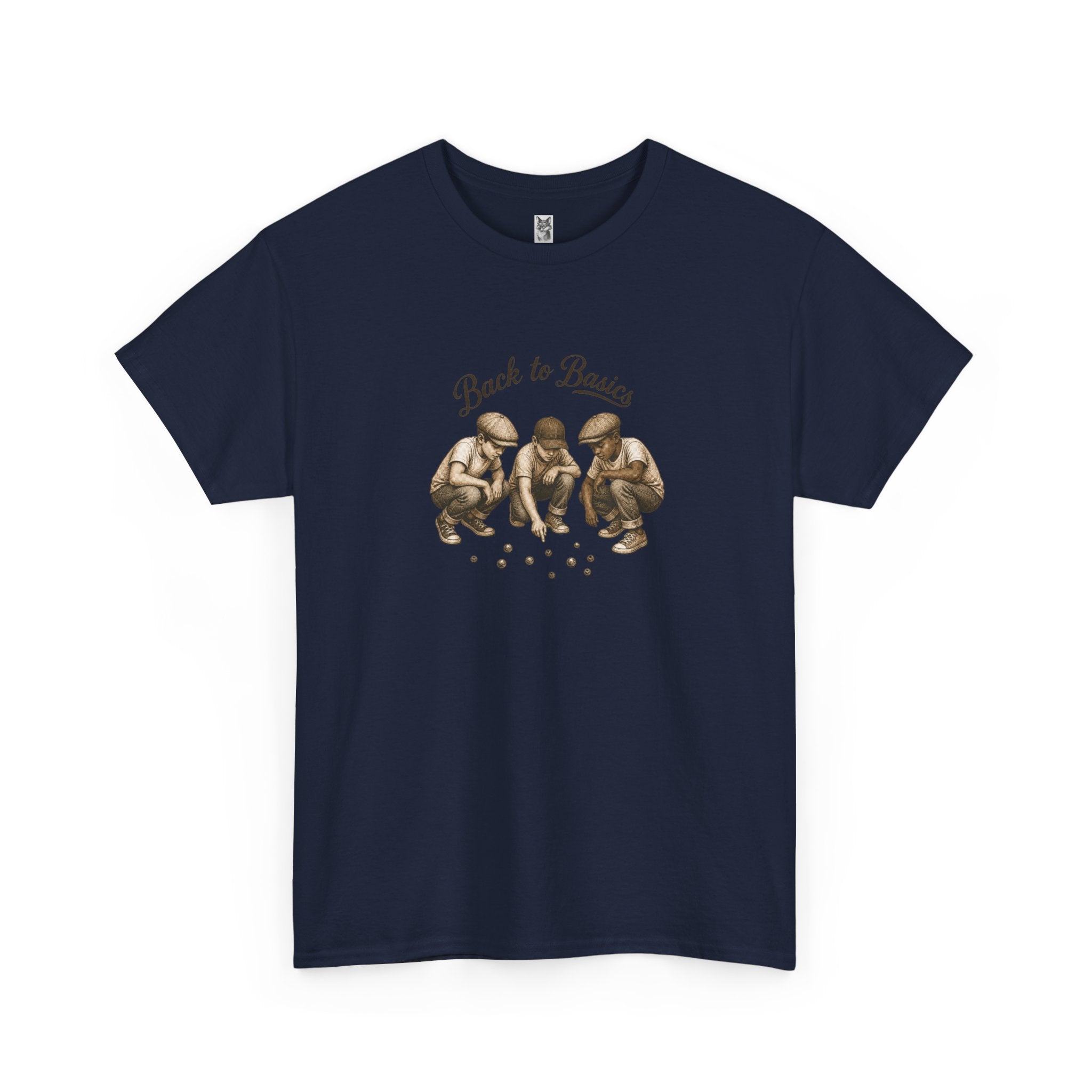 T-Shirt — "Back to Basics" Vintage Monkeys Playing Marbles Graphic Tee