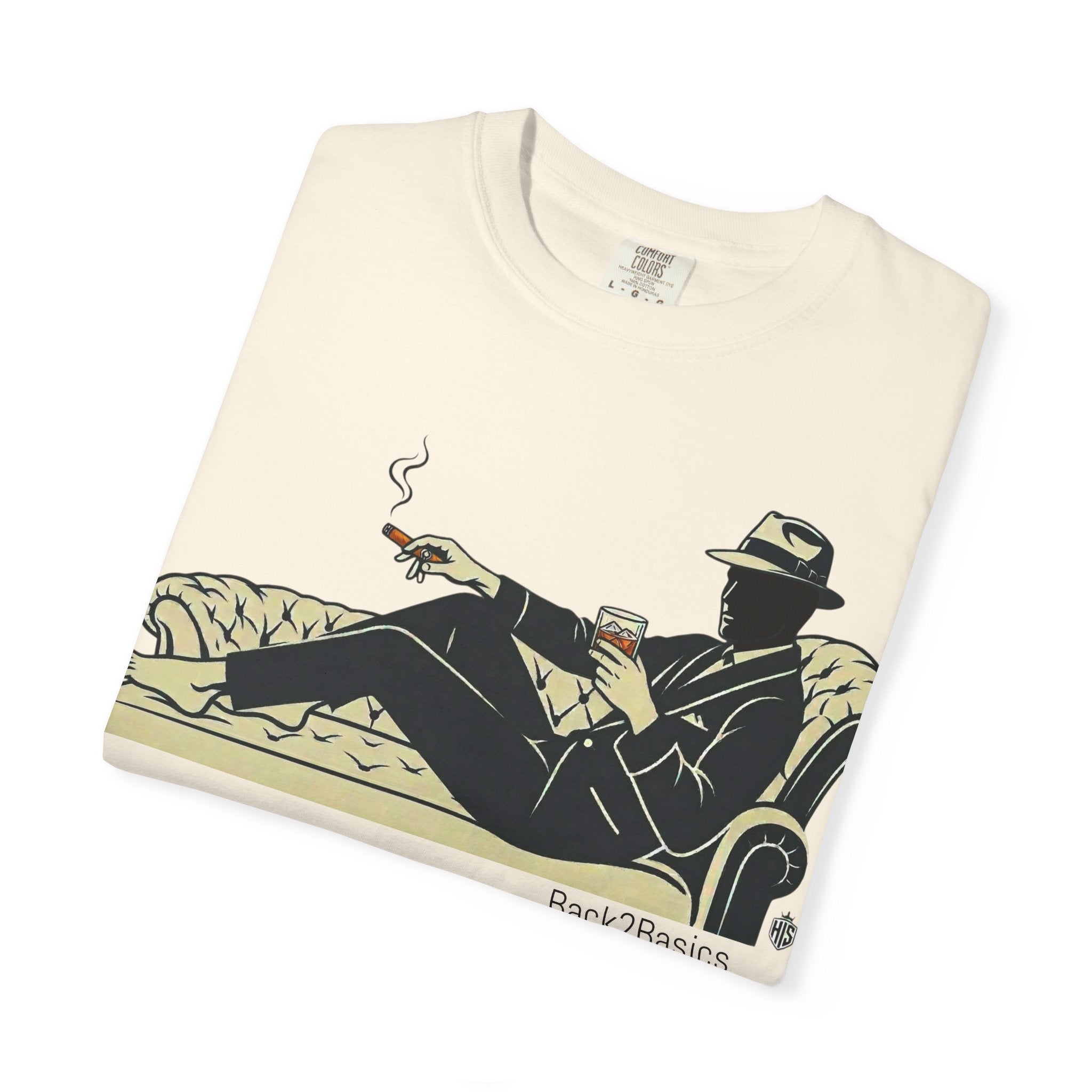 Vintage Noir Lounge T-Shirt — Relaxed Gentleman Illustration