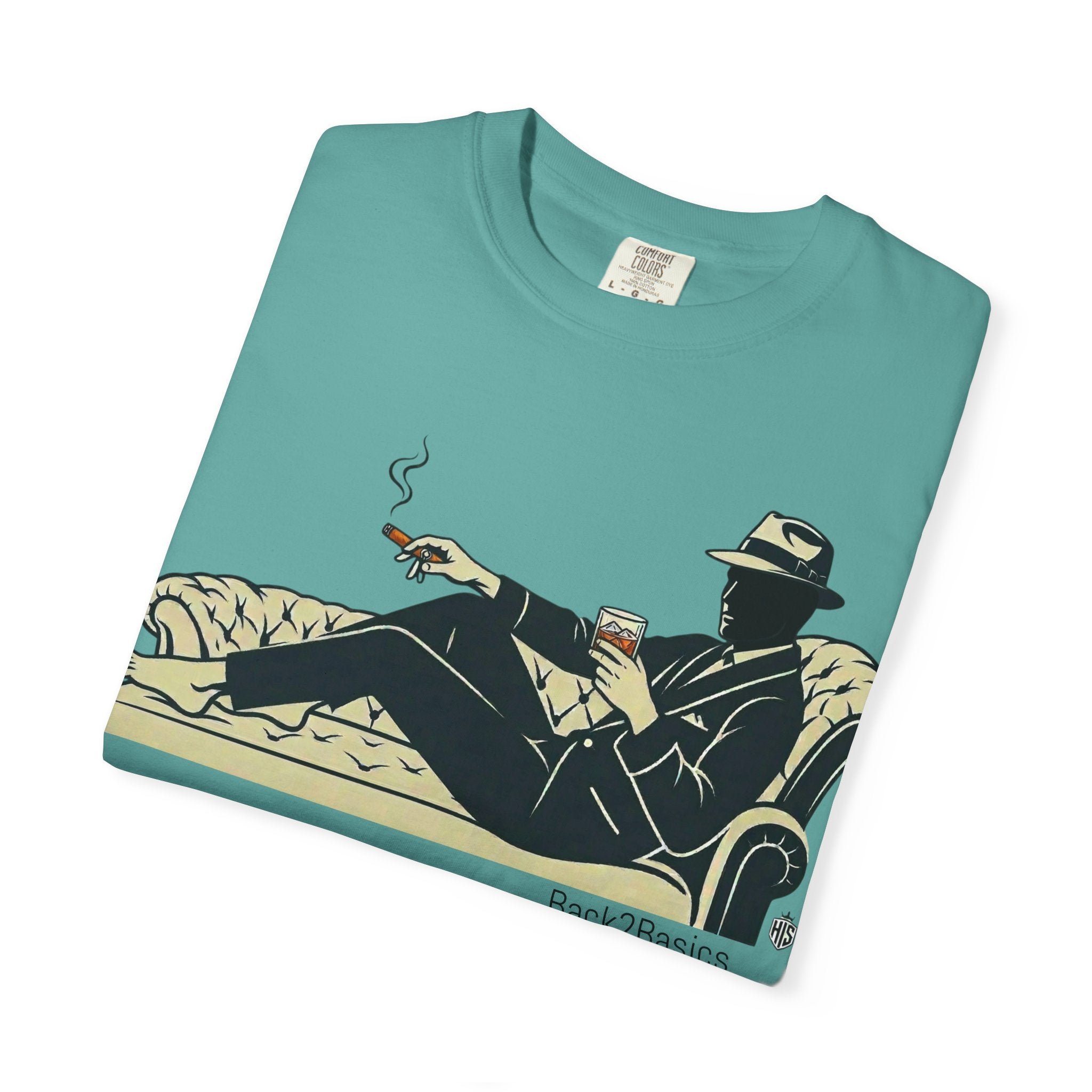 Vintage Noir Lounge T-Shirt — Relaxed Gentleman Illustration