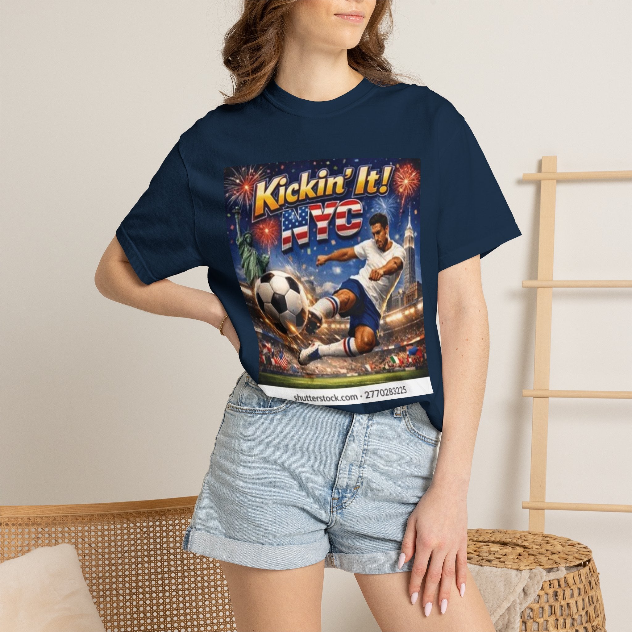 Soccer Graphic T-Shirt — "Kickin' It! NYC" Vintage Soccer Player Tee