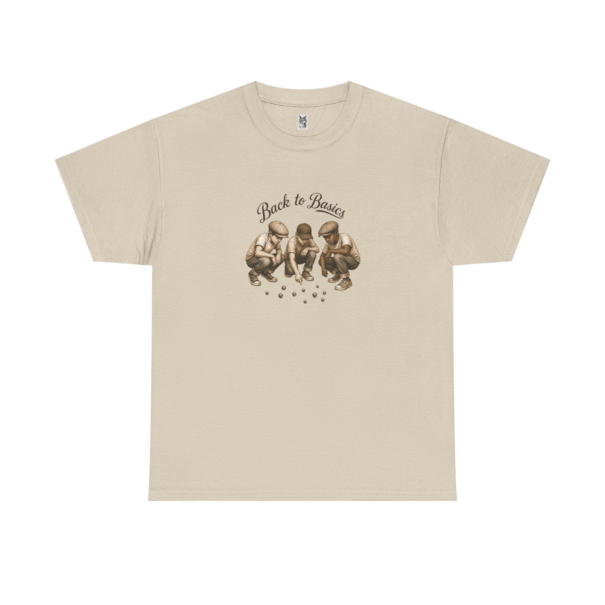 T-Shirt — "Back to Basics" Vintage Monkeys Playing Marbles Graphic Tee