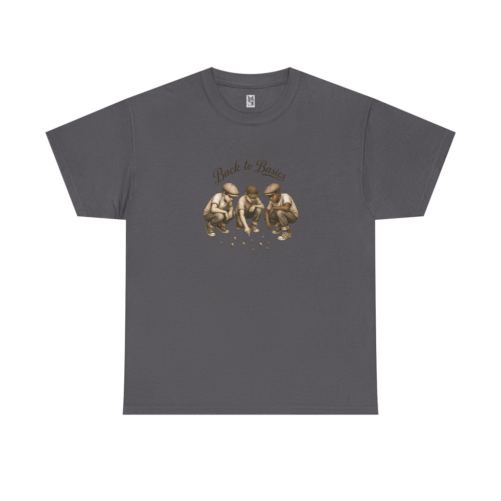T-Shirt — "Back to Basics" Vintage Monkeys Playing Marbles Graphic Tee