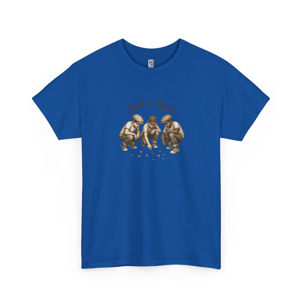 T-Shirt — "Back to Basics" Vintage Monkeys Playing Marbles Graphic Tee