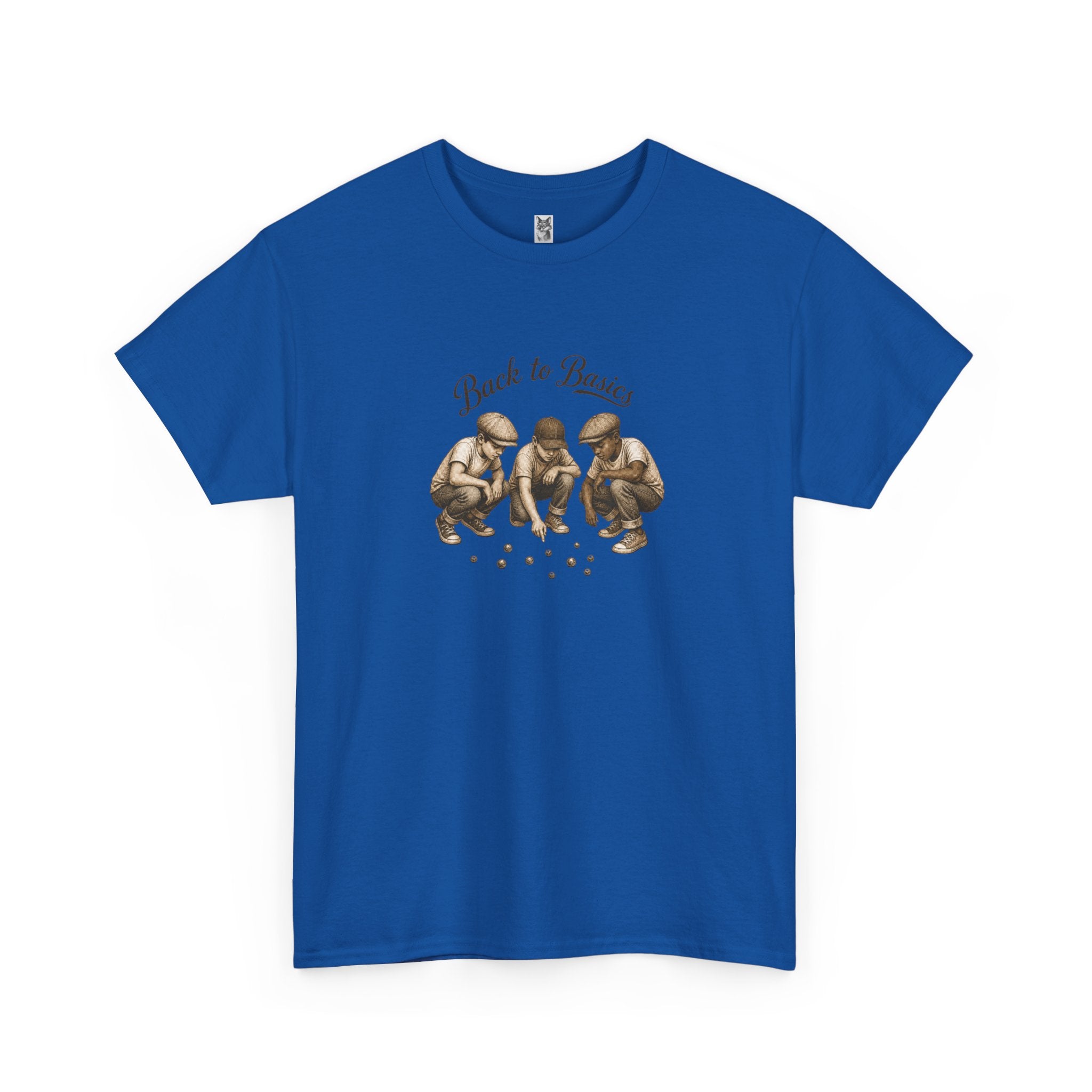 T-Shirt — "Back to Basics" Vintage Monkeys Playing Marbles Graphic Tee