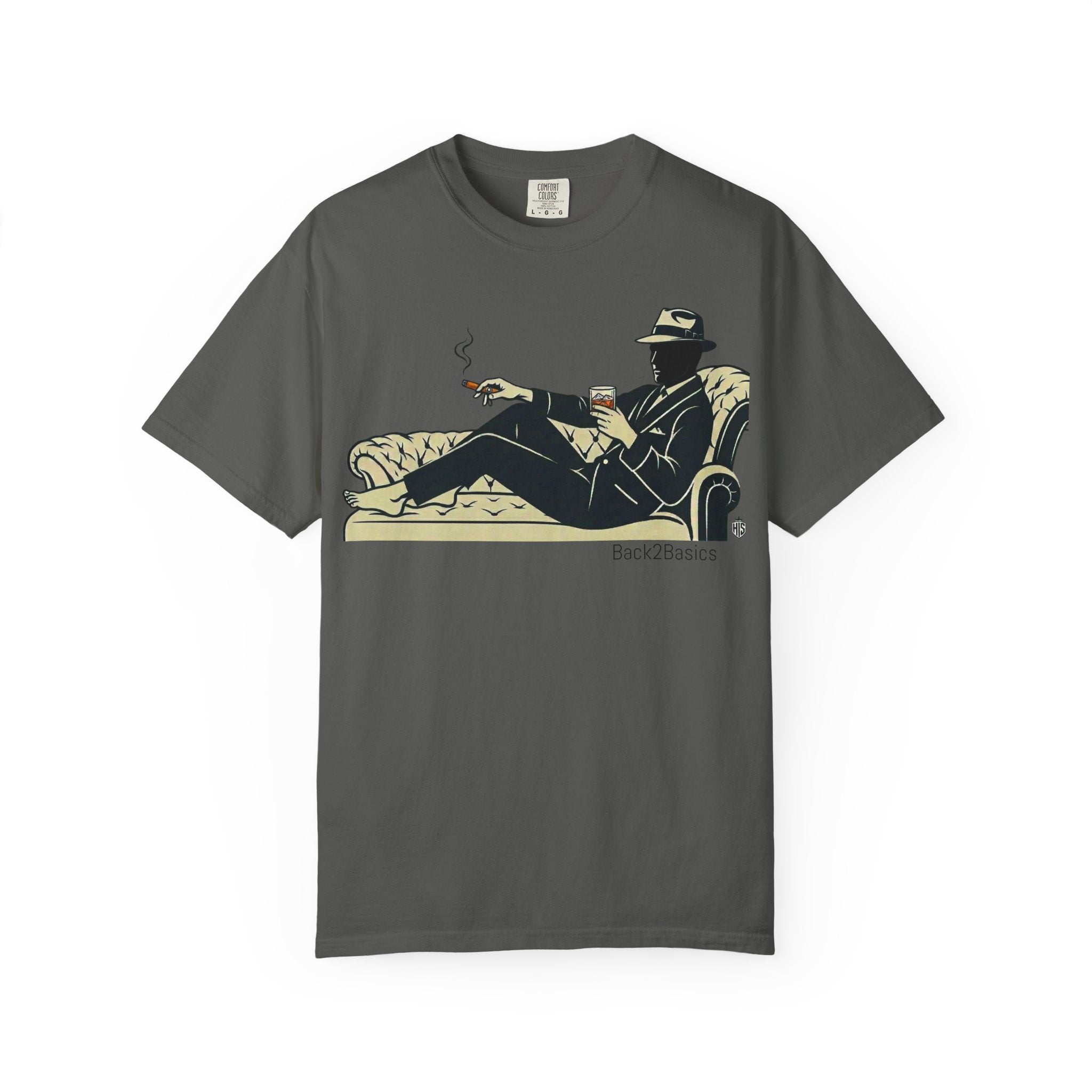 Vintage Noir Lounge T-Shirt — Relaxed Gentleman Illustration