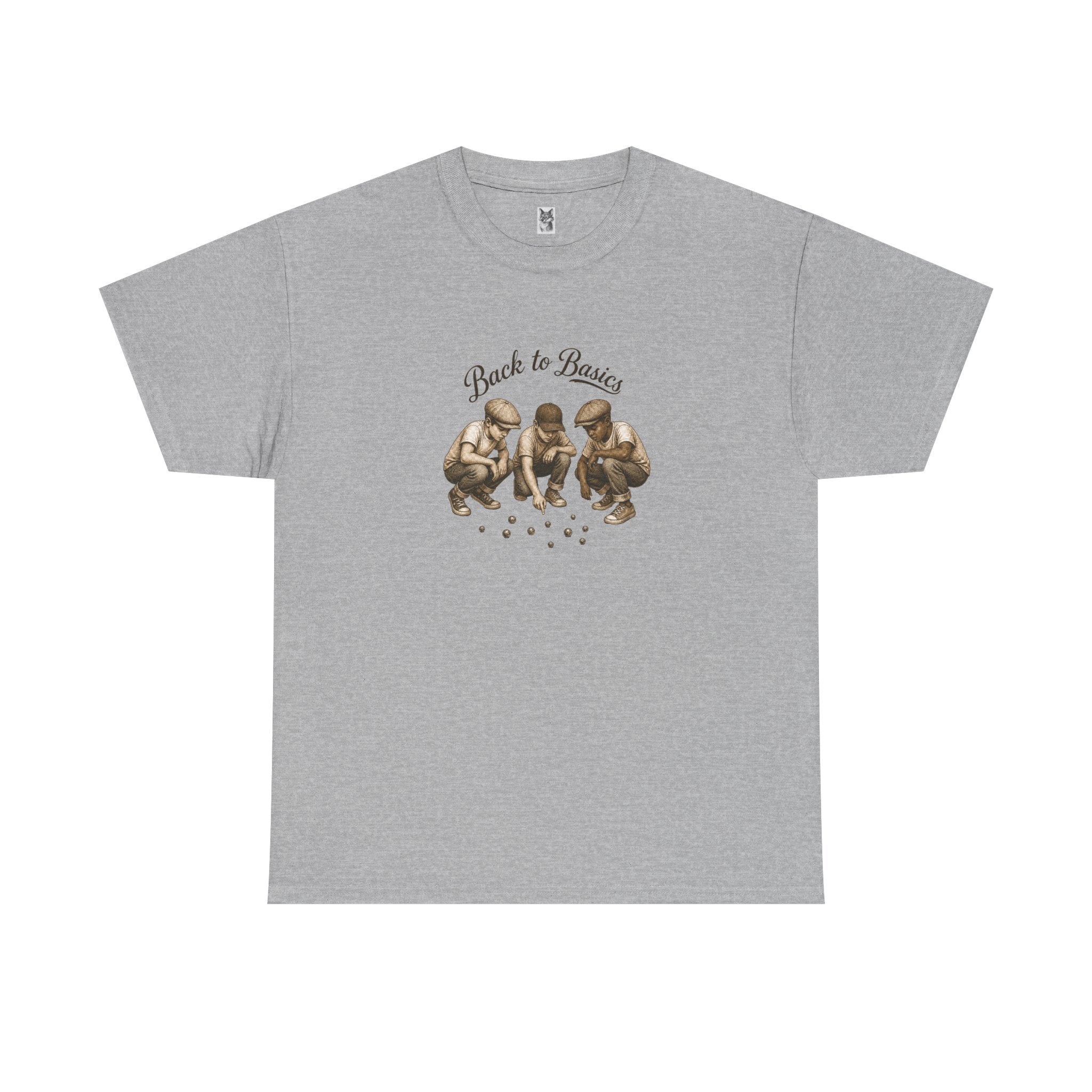 T-Shirt — "Back to Basics" Vintage Monkeys Playing Marbles Graphic Tee