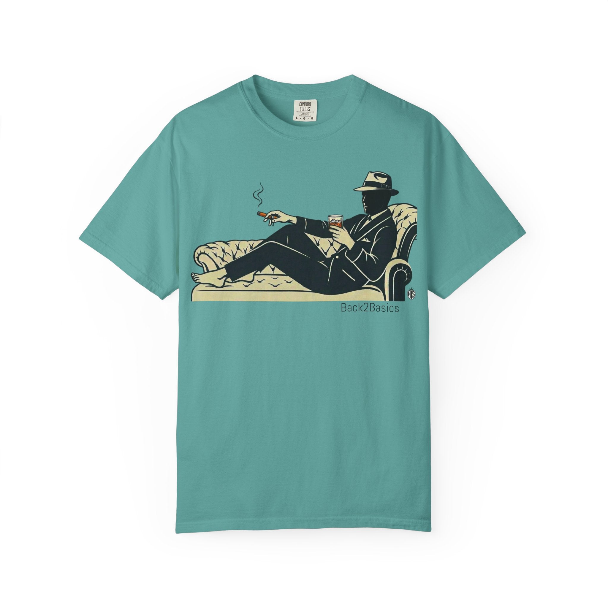 Vintage Noir Lounge T-Shirt — Relaxed Gentleman Illustration