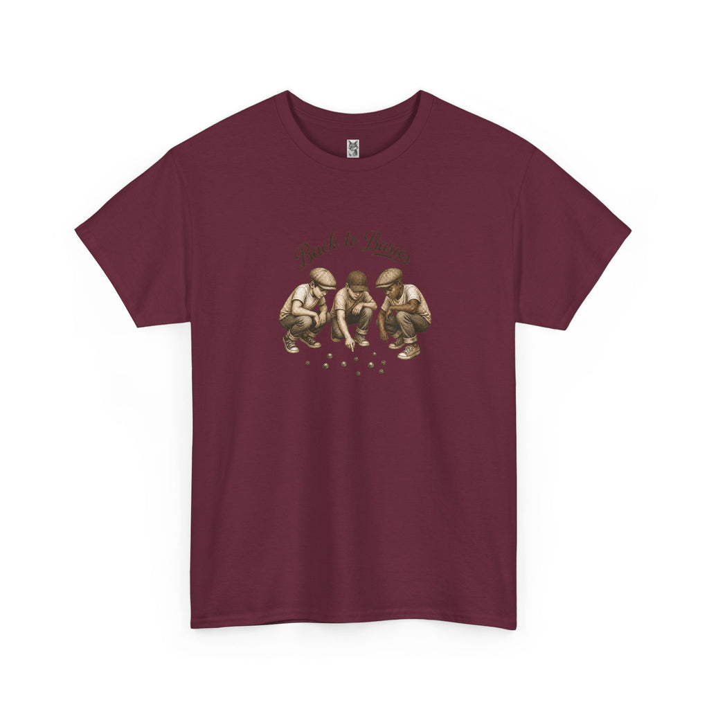 T-Shirt — "Back to Basics" Vintage Monkeys Playing Marbles Graphic Tee