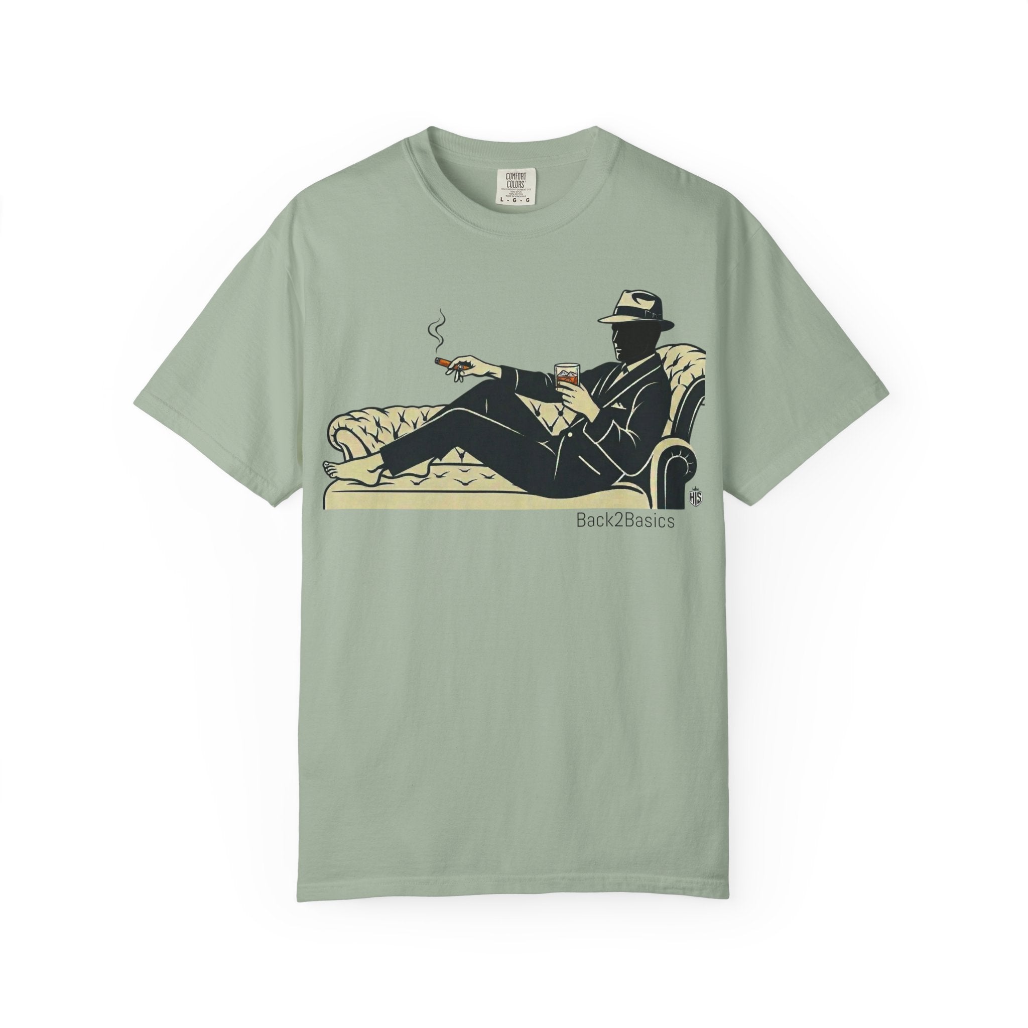 Vintage Noir Lounge T-Shirt — Relaxed Gentleman Illustration