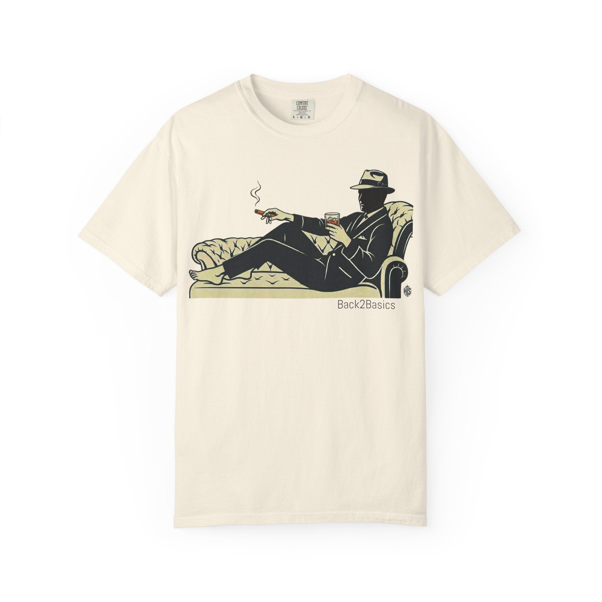 Vintage Noir Lounge T-Shirt — Relaxed Gentleman Illustration