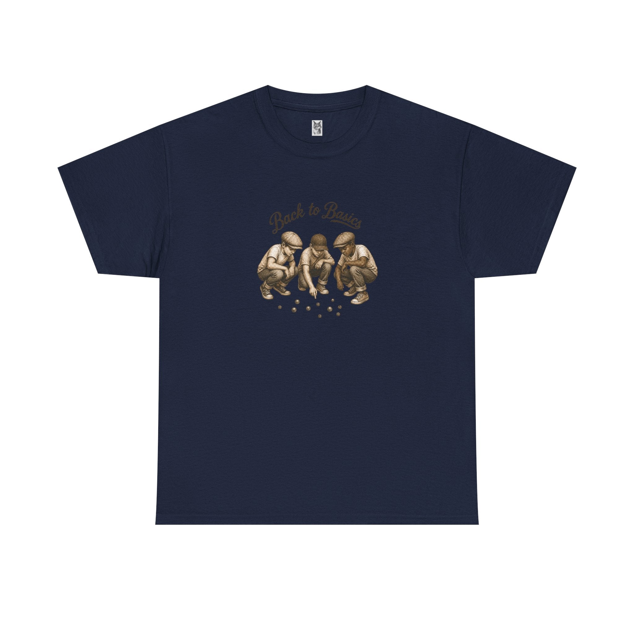 T-Shirt — "Back to Basics" Vintage Monkeys Playing Marbles Graphic Tee