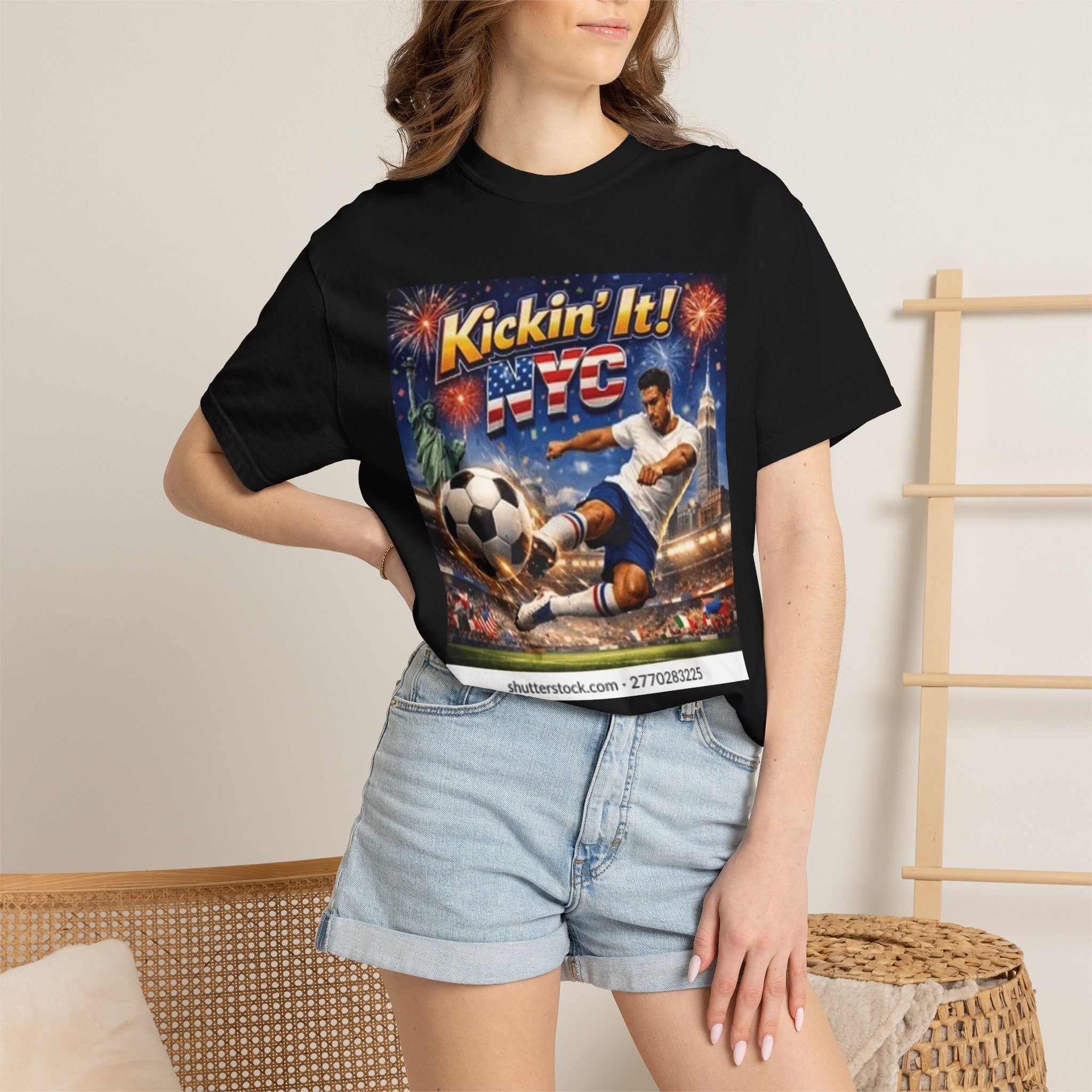 Soccer Graphic T-Shirt — "Kickin' It! NYC" Vintage Soccer Player Tee