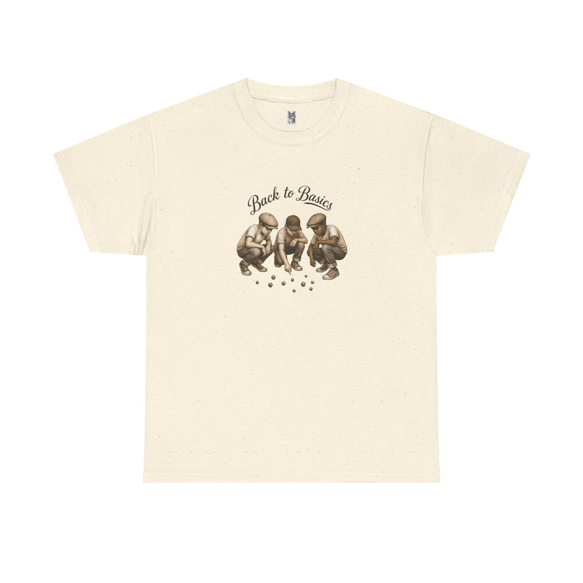 T-Shirt — "Back to Basics" Vintage Monkeys Playing Marbles Graphic Tee