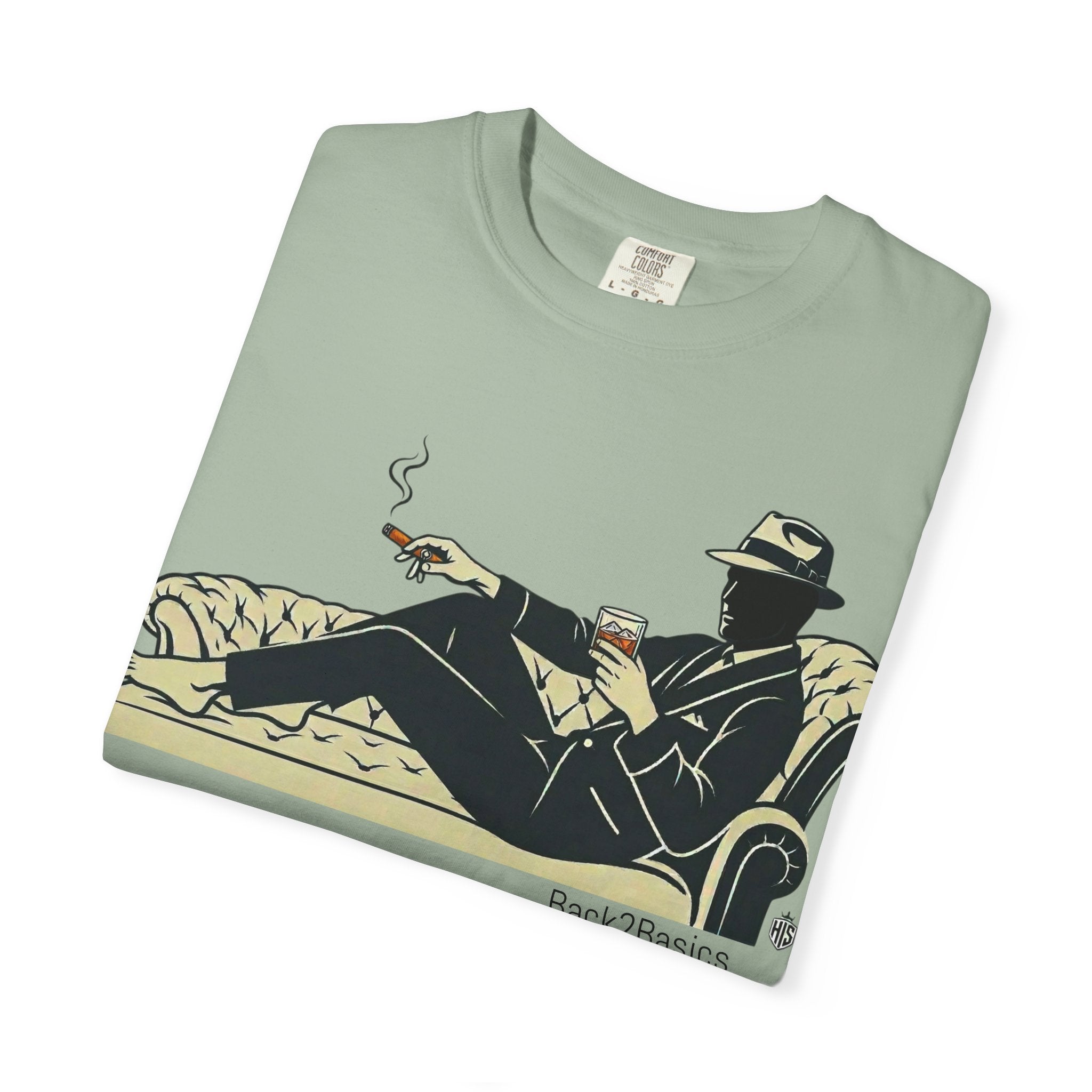 Vintage Noir Lounge T-Shirt — Relaxed Gentleman Illustration