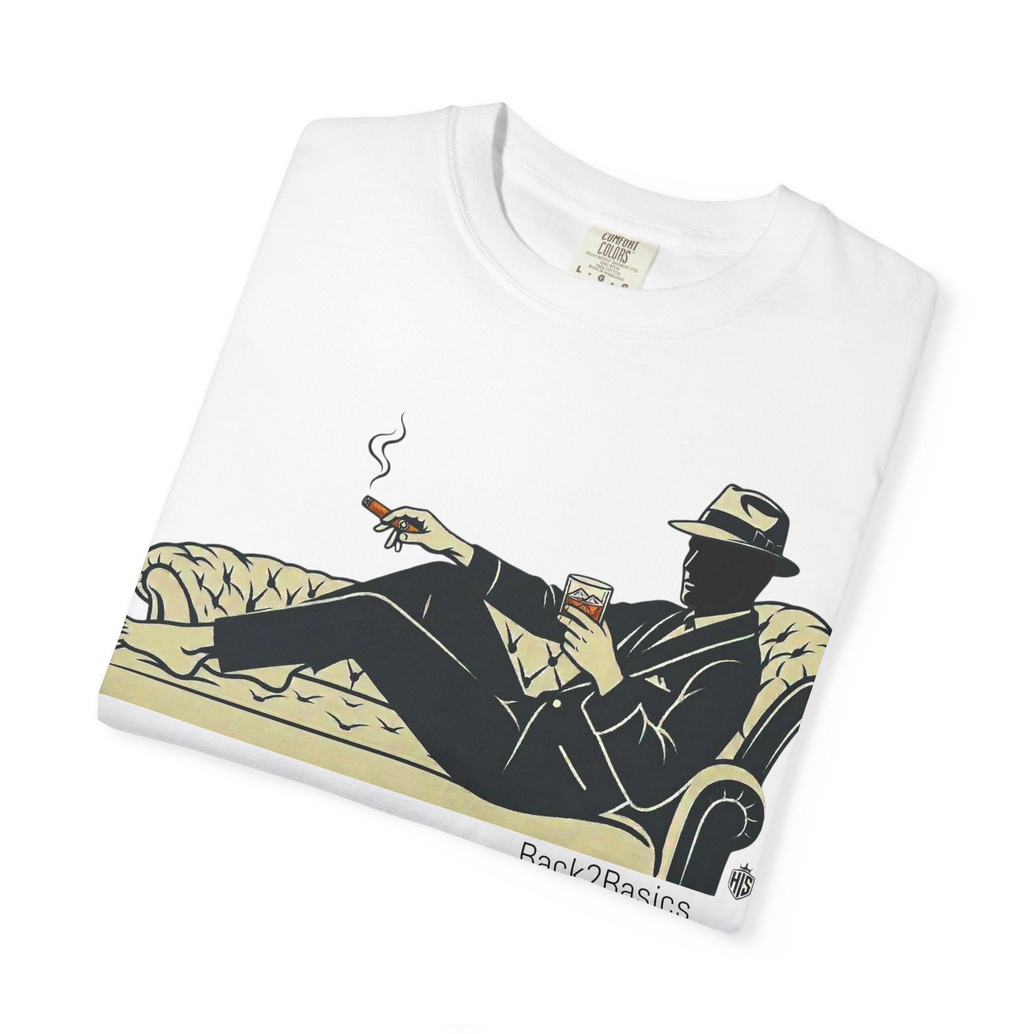 Vintage Noir Lounge T-Shirt — Relaxed Gentleman Illustration
