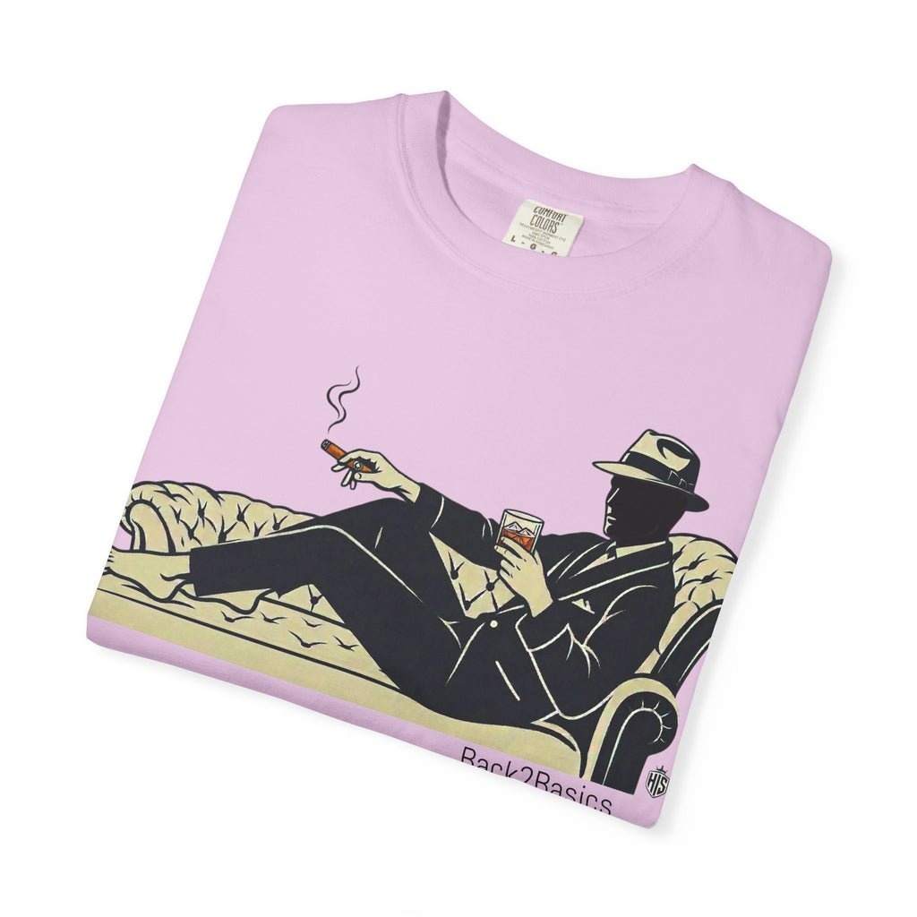Vintage Noir Lounge T-Shirt — Relaxed Gentleman Illustration