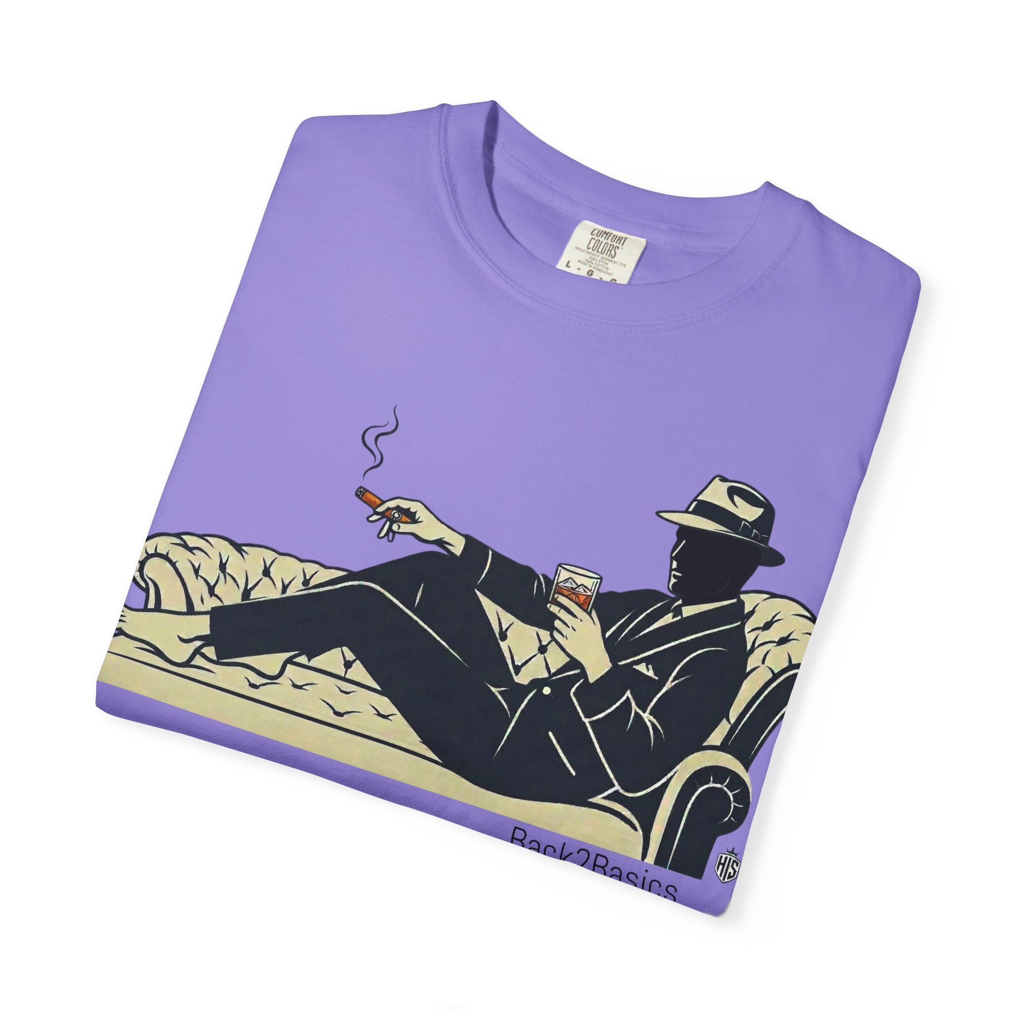 Vintage Noir Lounge T-Shirt — Relaxed Gentleman Illustration