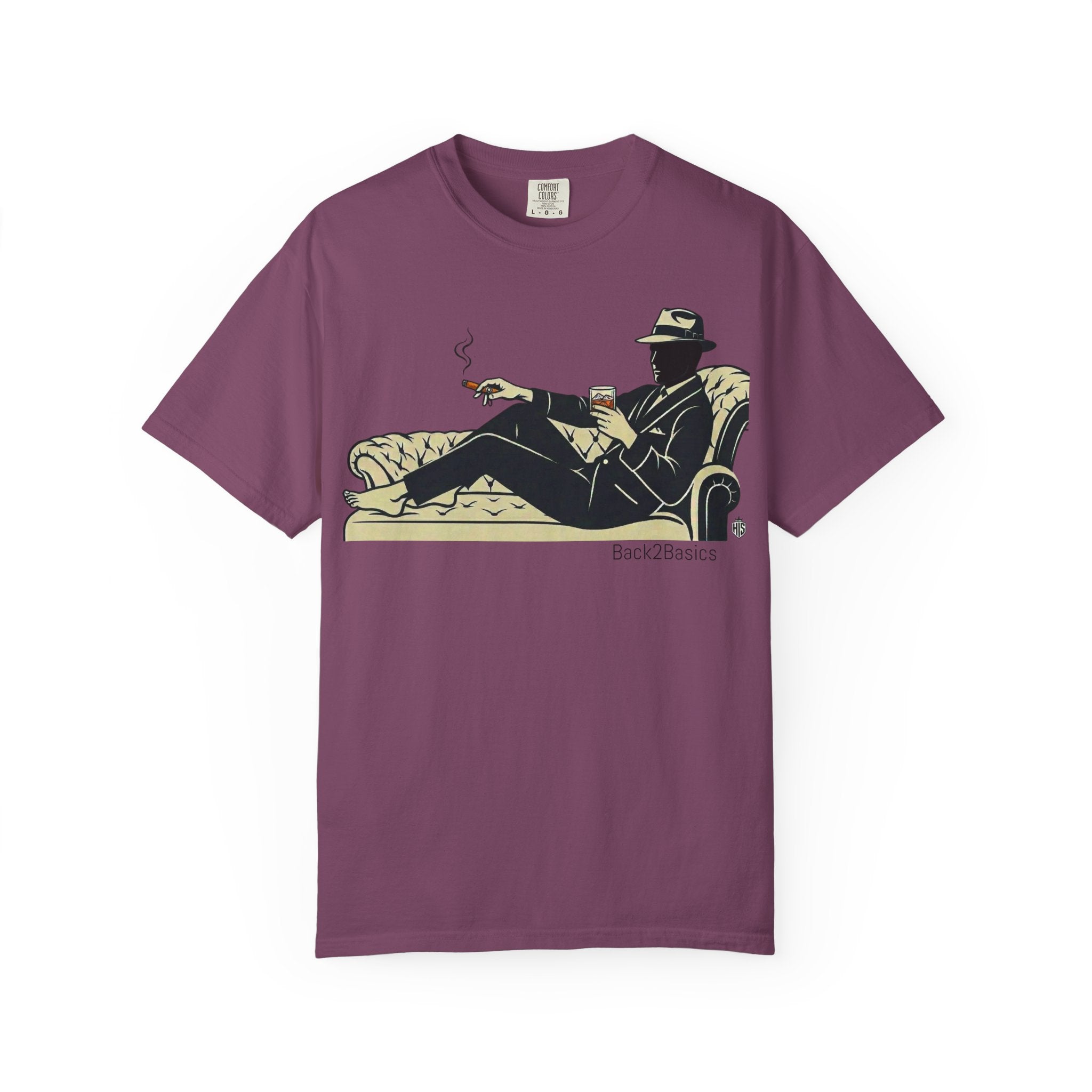 Vintage Noir Lounge T-Shirt — Relaxed Gentleman Illustration