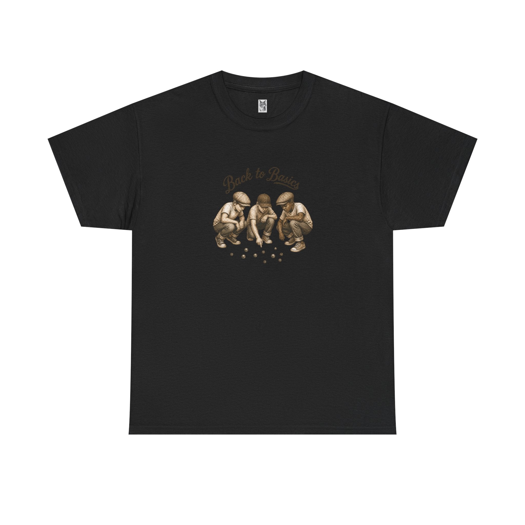 T-Shirt — "Back to Basics" Vintage Monkeys Playing Marbles Graphic Tee