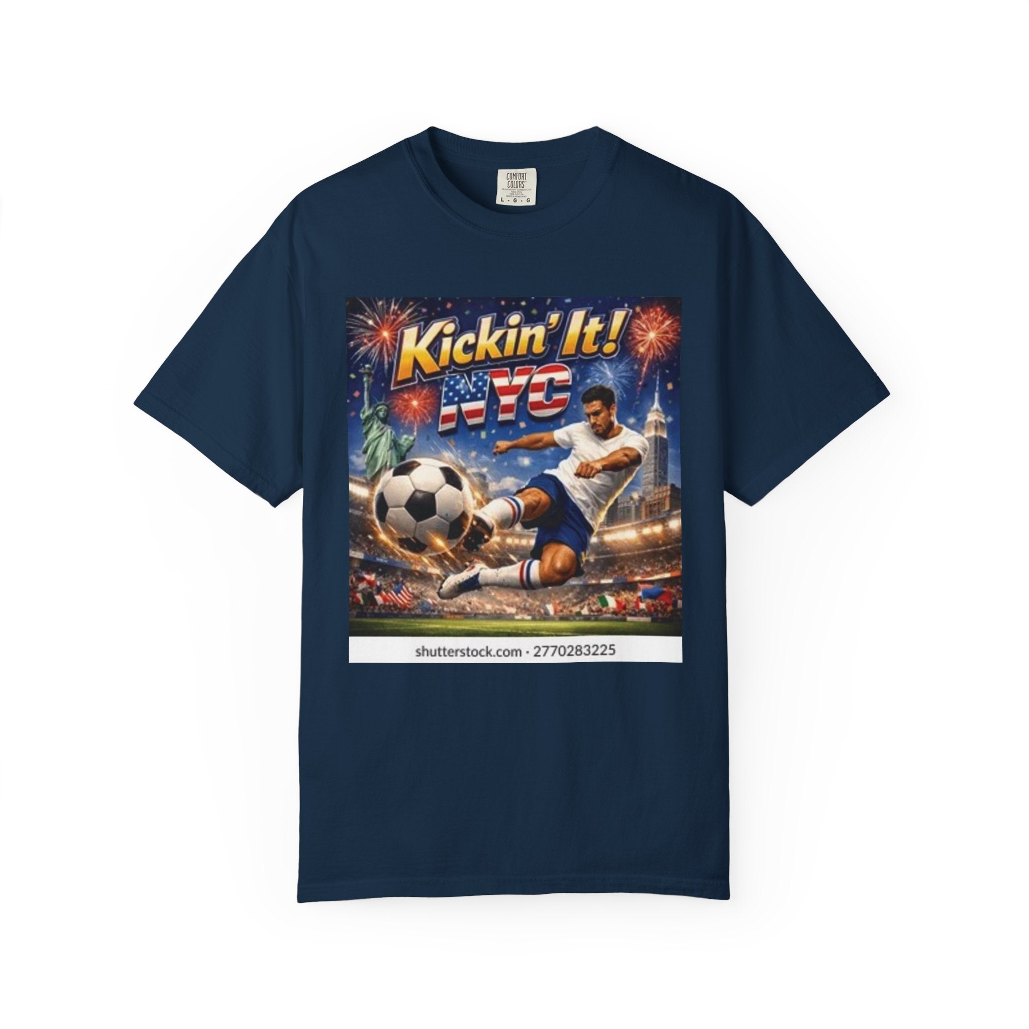 Soccer Graphic T-Shirt — "Kickin' It! NYC" Vintage Soccer Player Tee